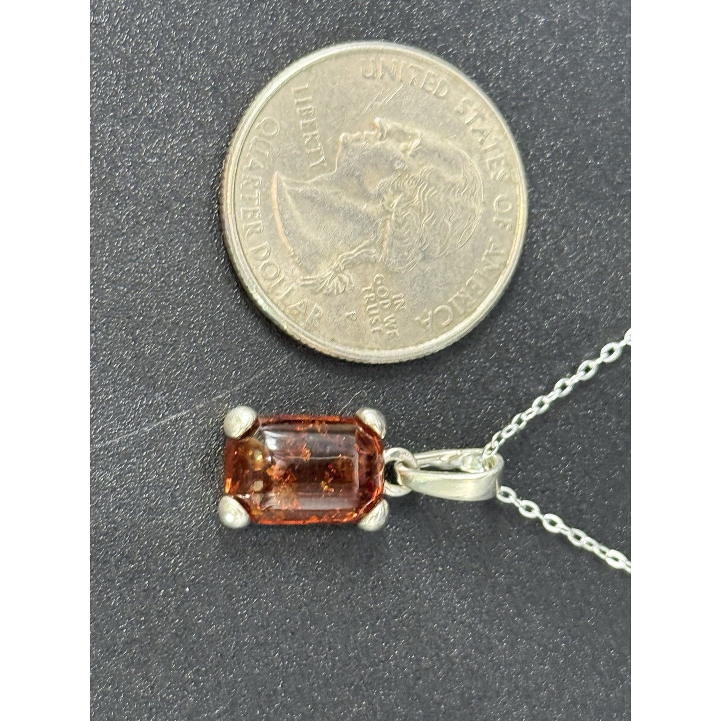 18” Sterling Silver Genuine Amber Pendant Necklace New Chain 925 P11