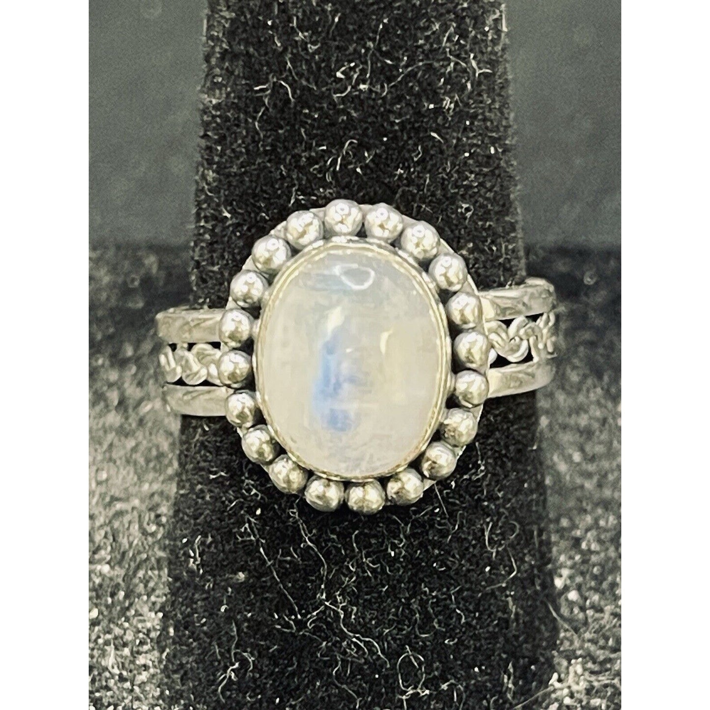 New Condition Sterling Silver Moonstone Braided Ring Size 7.00