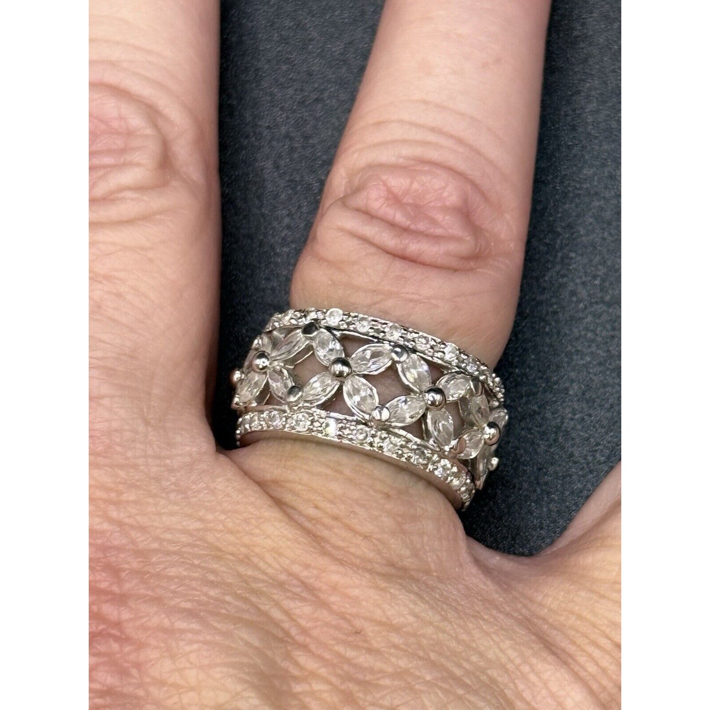 Vintage Sterling Silver C.Z. Open Eternity Band Size 6.00 Small Stone MissingM10