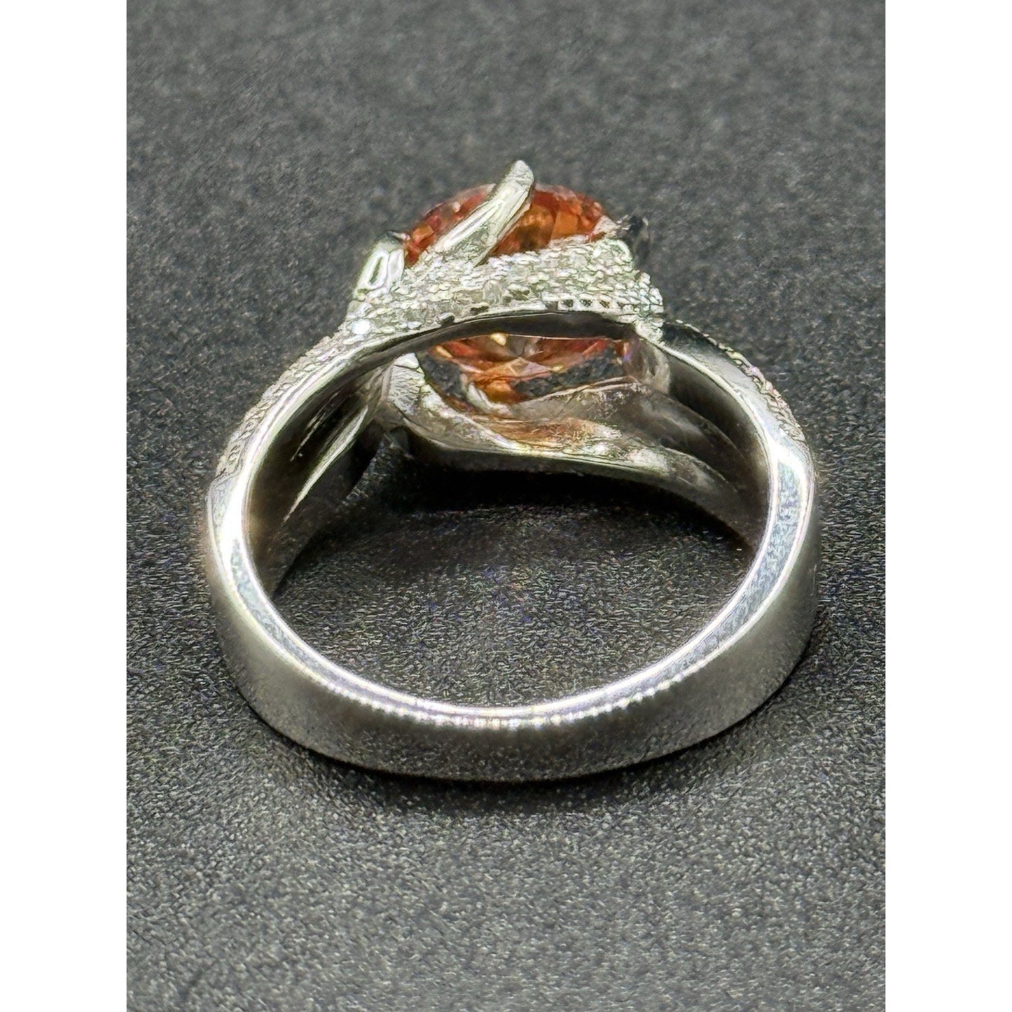 New Condition 3 ct Red Moissanite Sterling Silver Engagement Ring Size 7.25 GRA