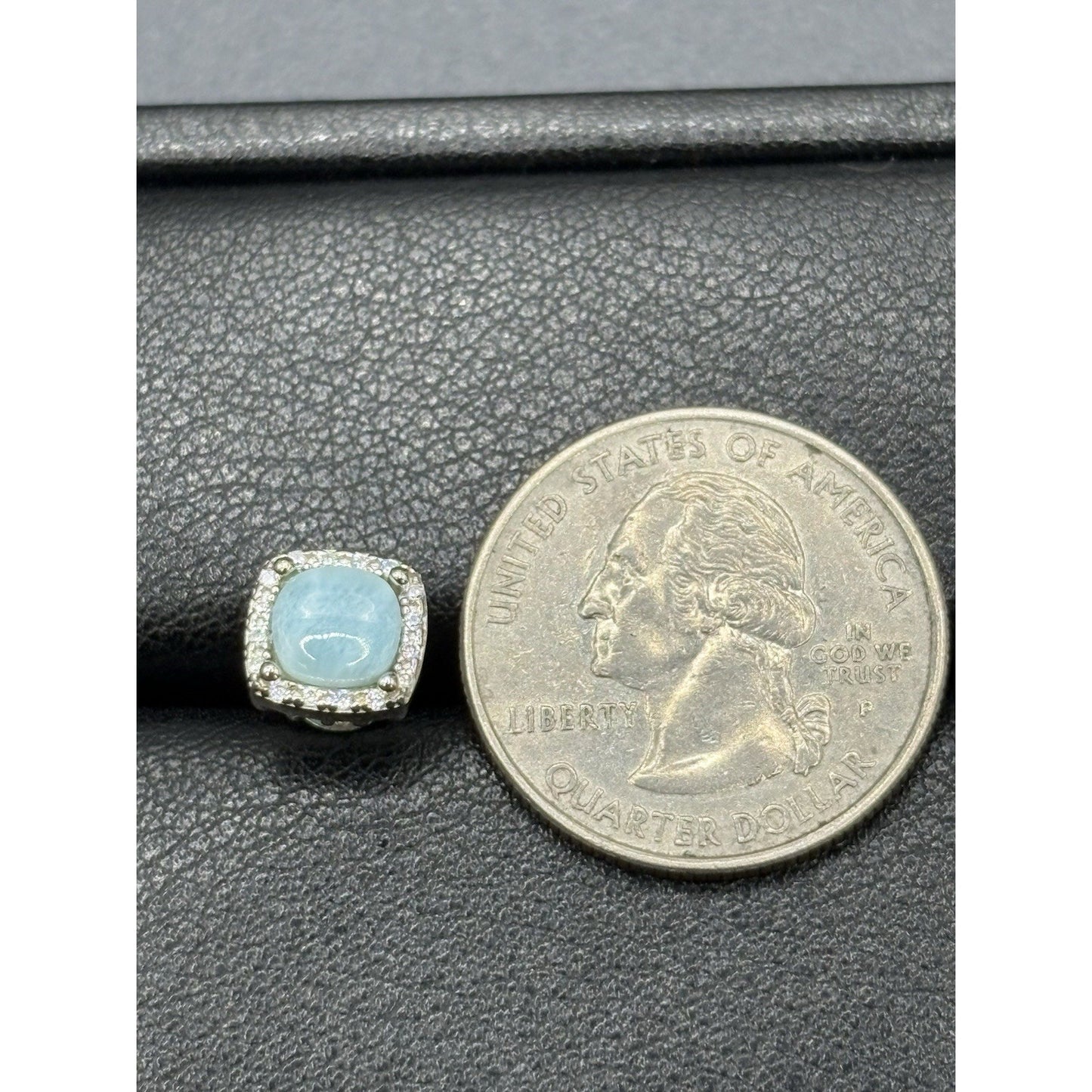 New Condition Sterling Silver Larimar Cubic Zirconia Stud Earrings