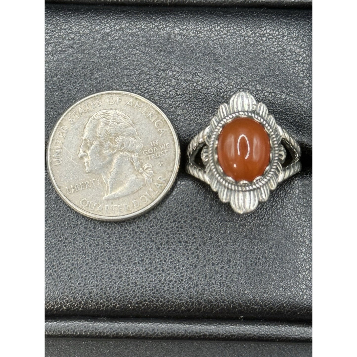 New Condition Sterling Silver Carnelian Ring Size 7.00 925