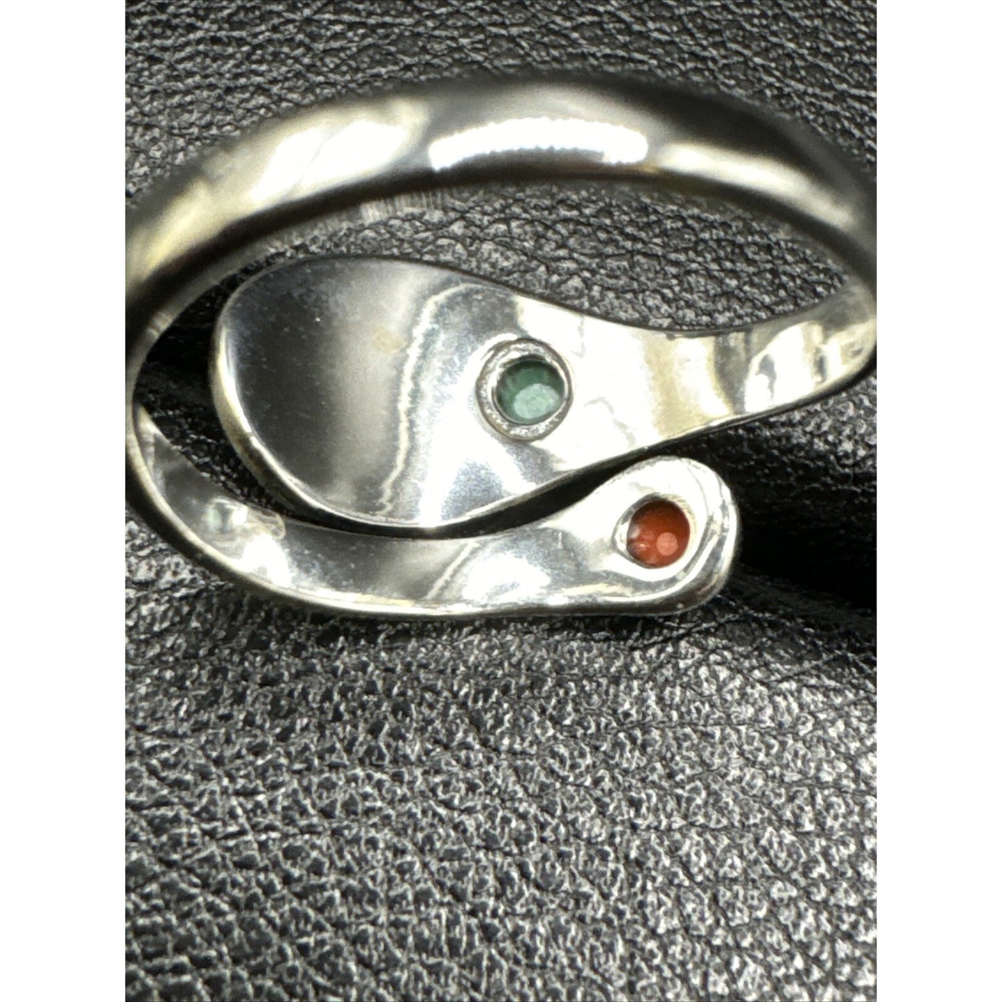 New Condition Sterling Silver Coral Turquoise Bypass Ring Cross 925 Size 7
