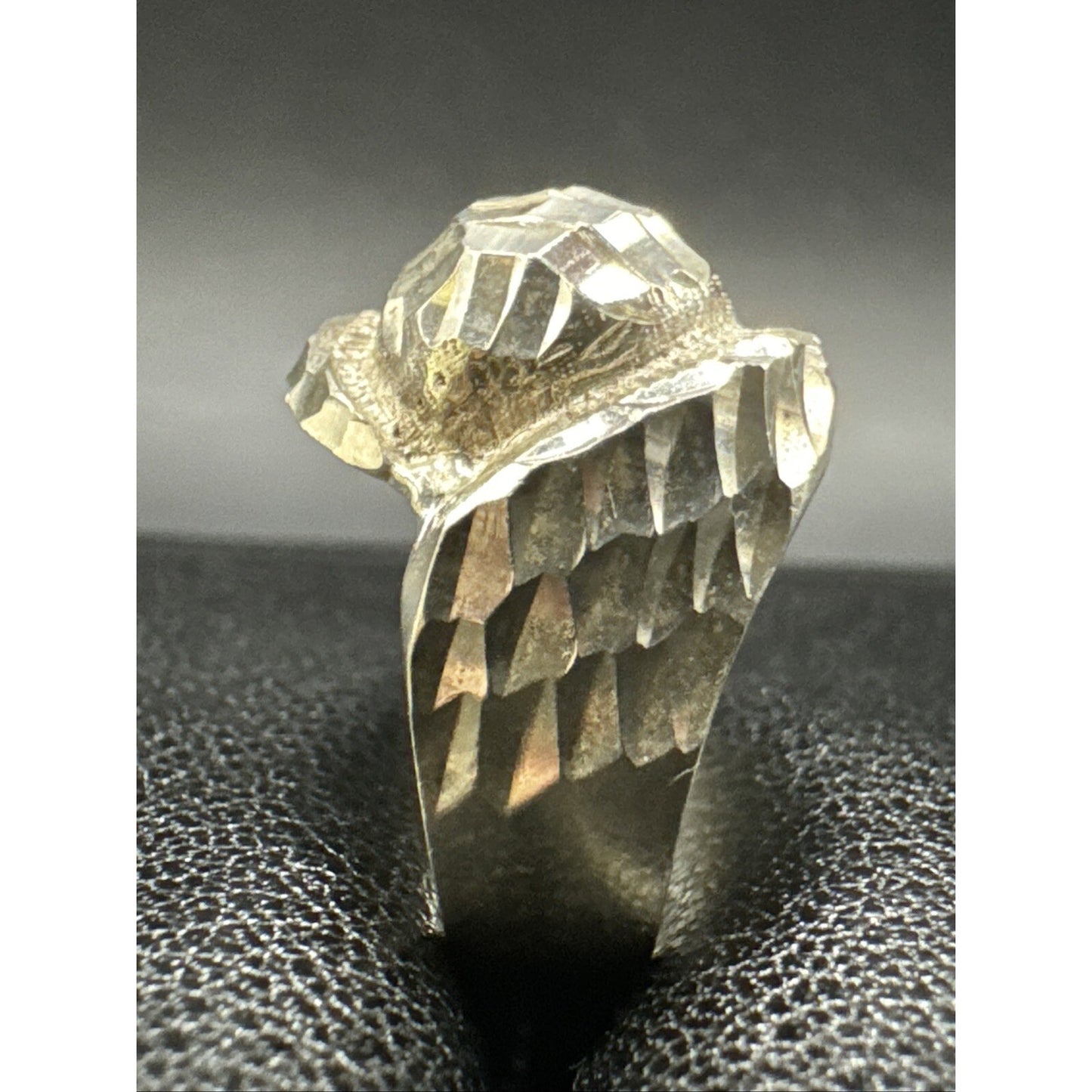 Vintage Sterling Silver Diamond Cut Dome Ring 925 Size 5 925 K10