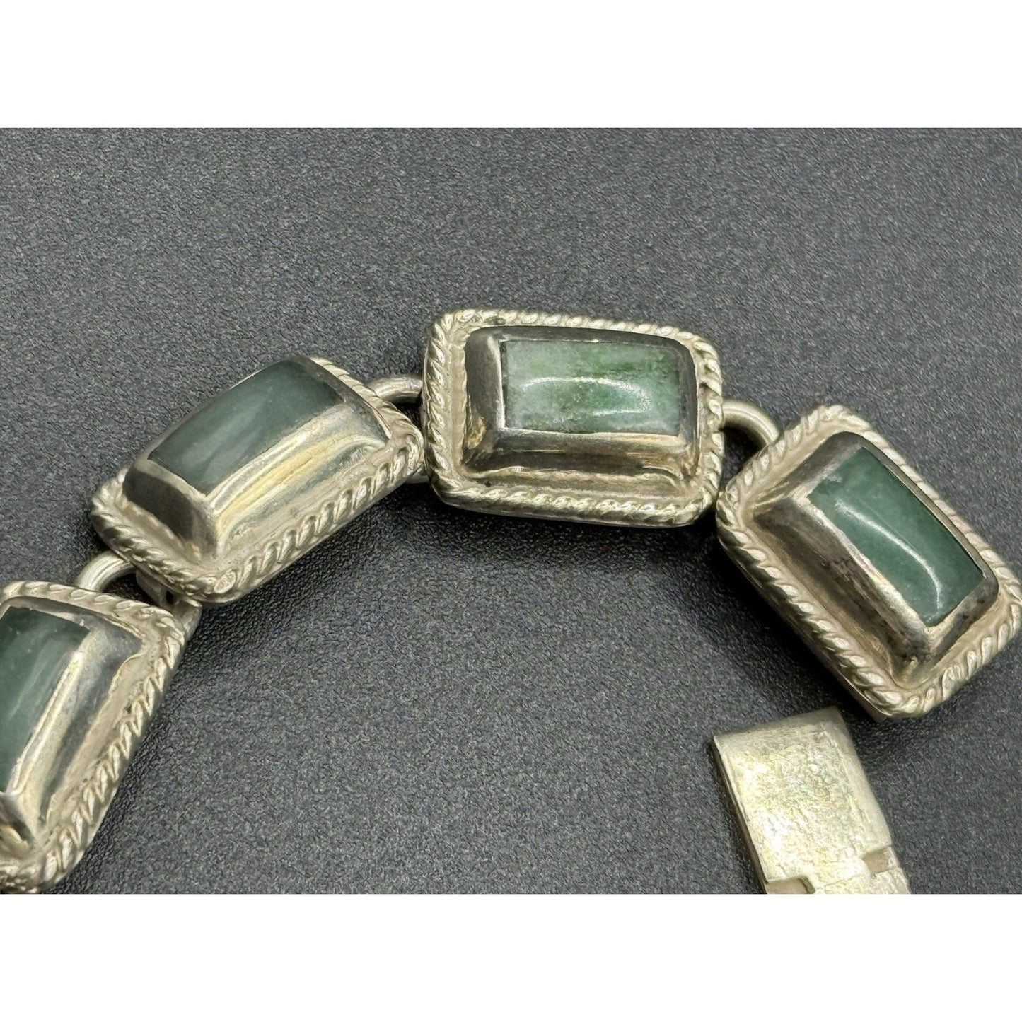 Vintage Sterling Silver Green Turquoise Heavy Bracelet 48 Grams Q23