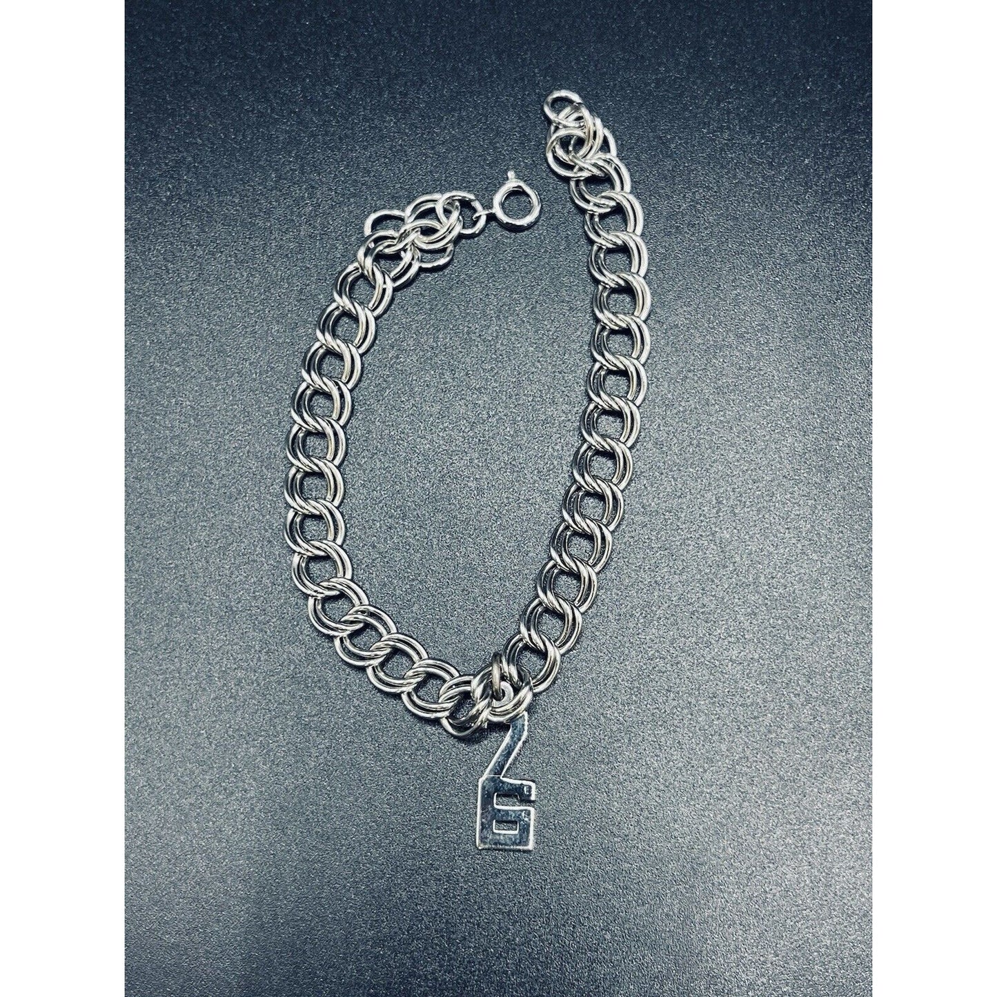 Vintage 7” Sterling Silver Charm Bracelet From 76 1976 Charm 10 Grams L19