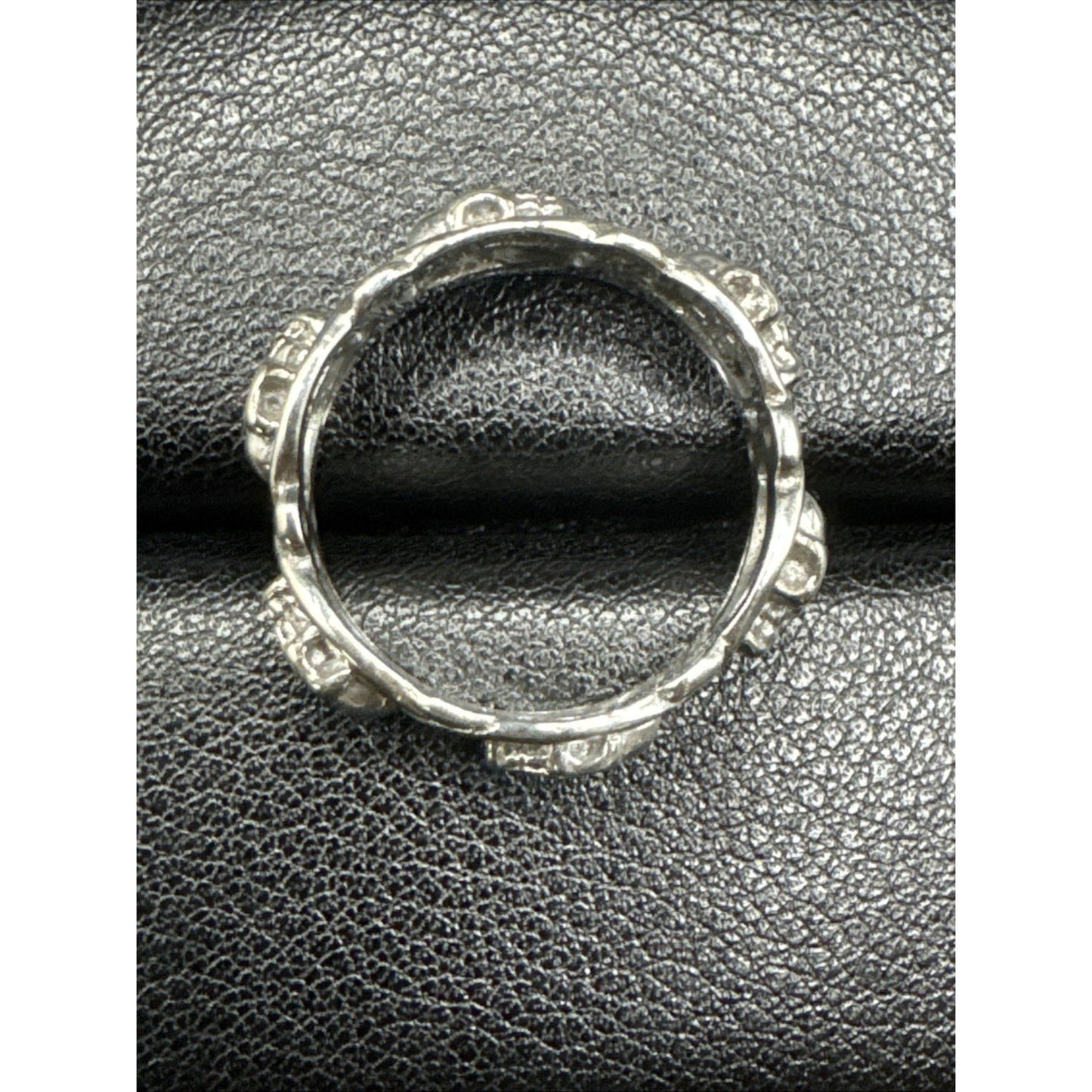 New Condition Sterling Silver Infinity Skulls Band Ring 925 Size 10