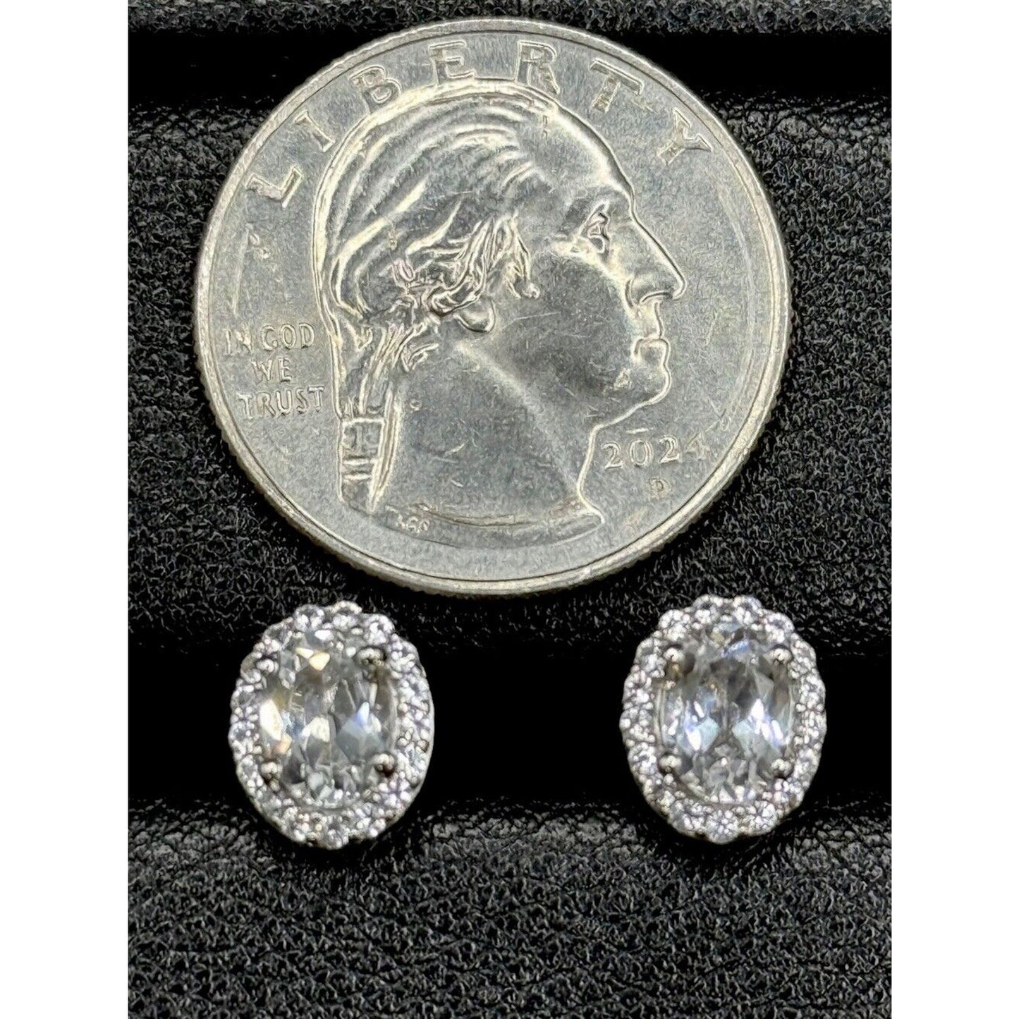 New Condition Sterling Silver Lab Created White Sapphire Earrings