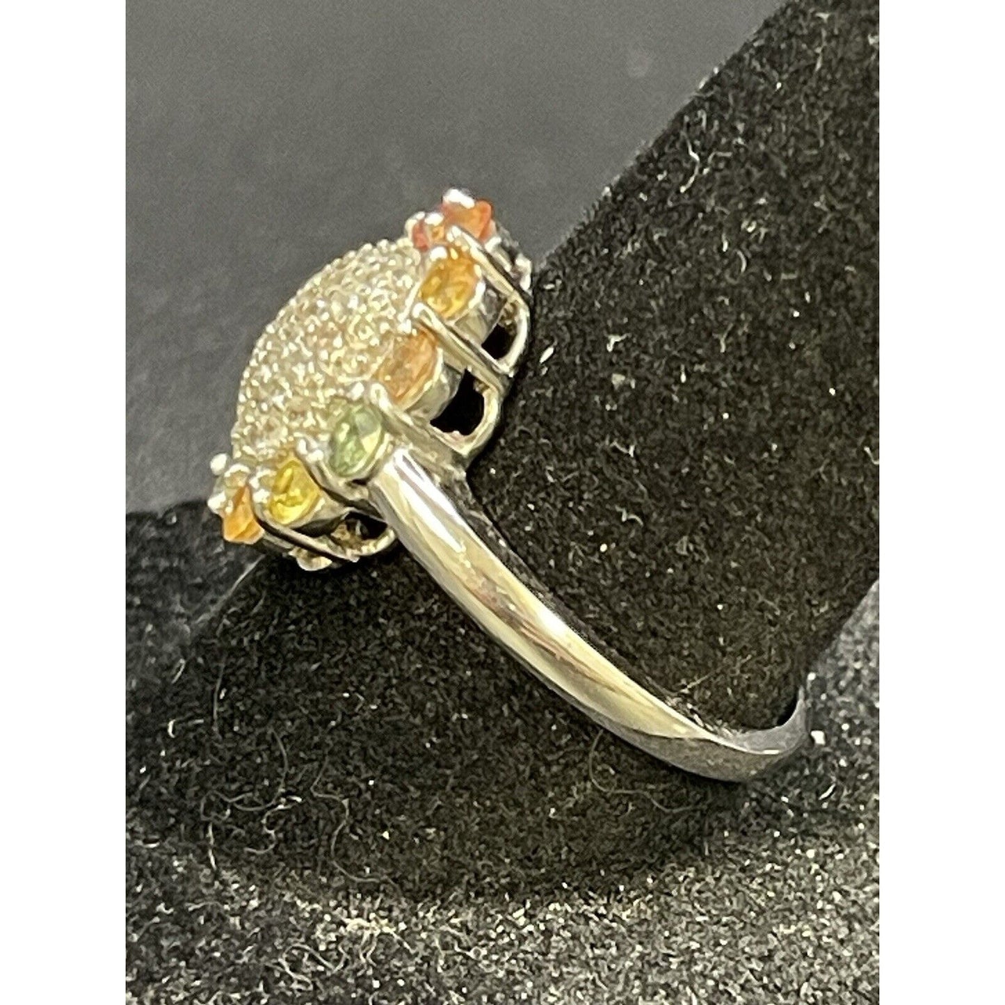 Sterling Silver Genuine Gemstone Ring Size 7.75 925 K18