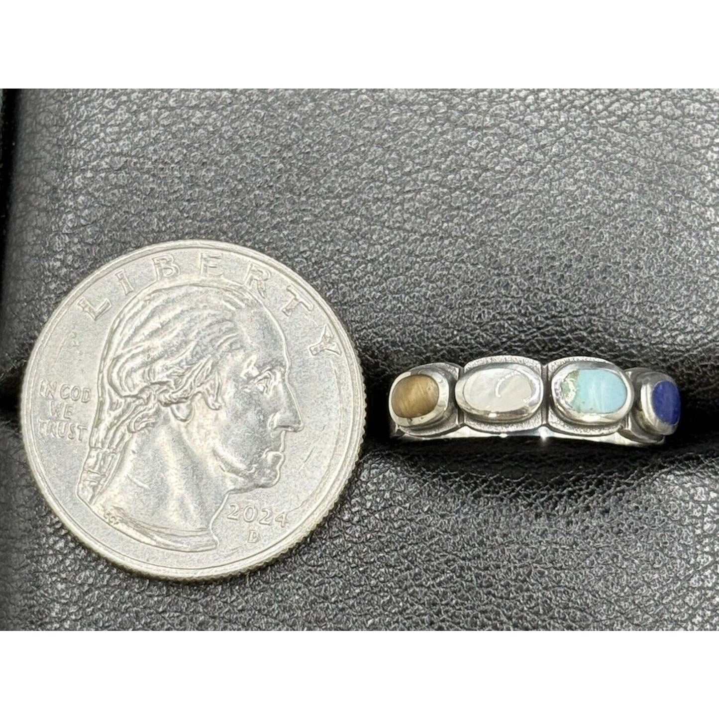 New Condition Sterling Silver Multi Genuine Gemstone Ring Size 6.50