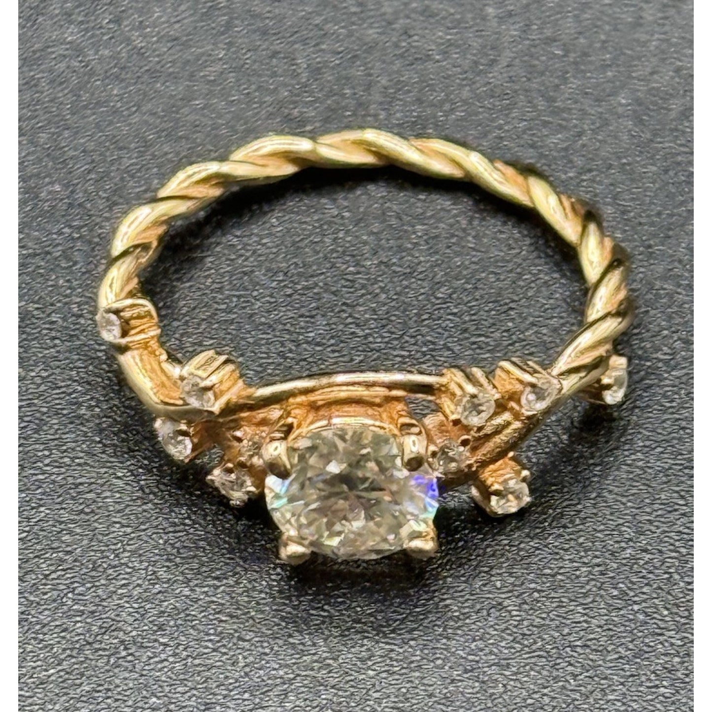 New Condition Rose Sterling Silver Moissanite Vine Ring Size 7.00 GRA