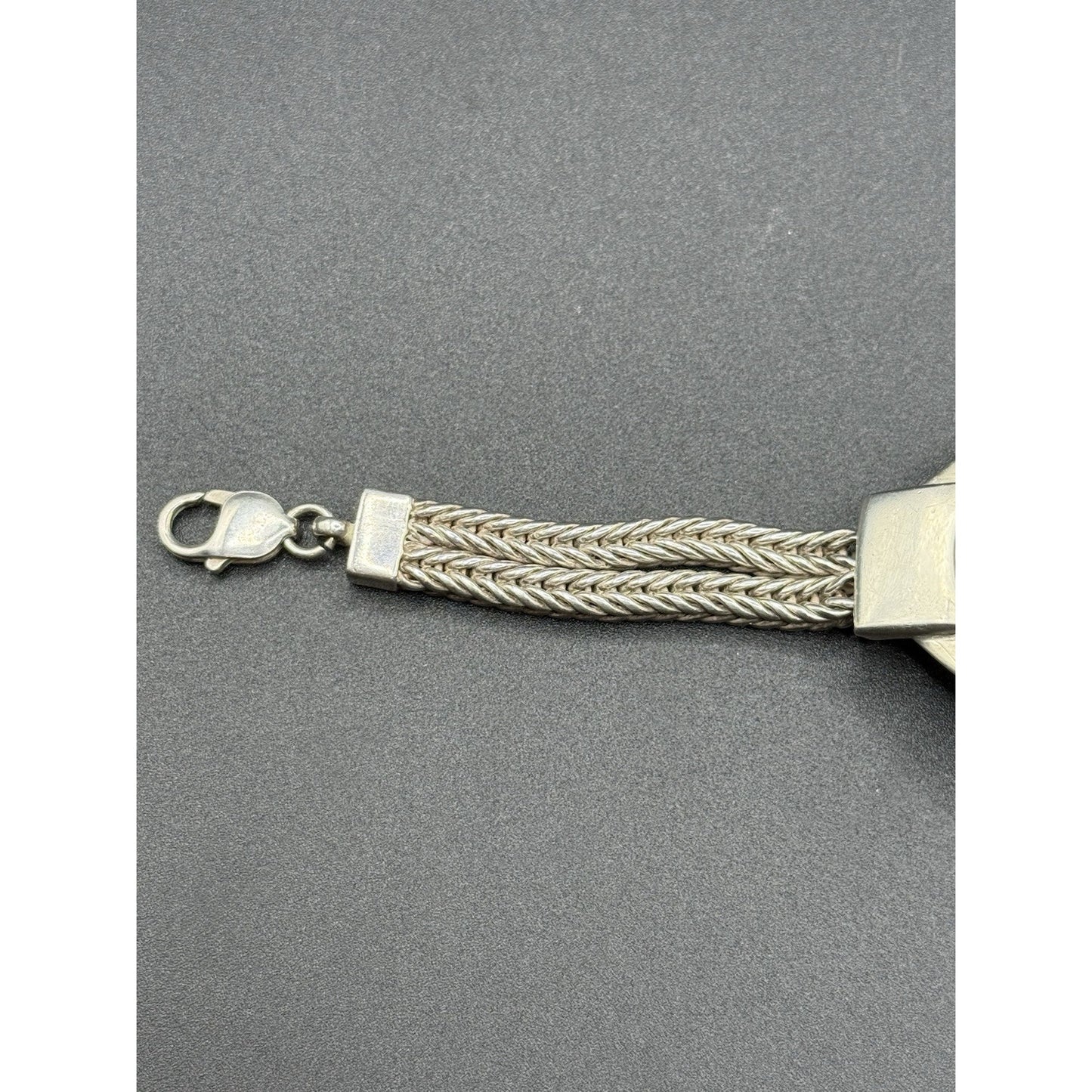 Gents Sterling Silver Onyx Bracelet 92 Grams Abraded Stone N19