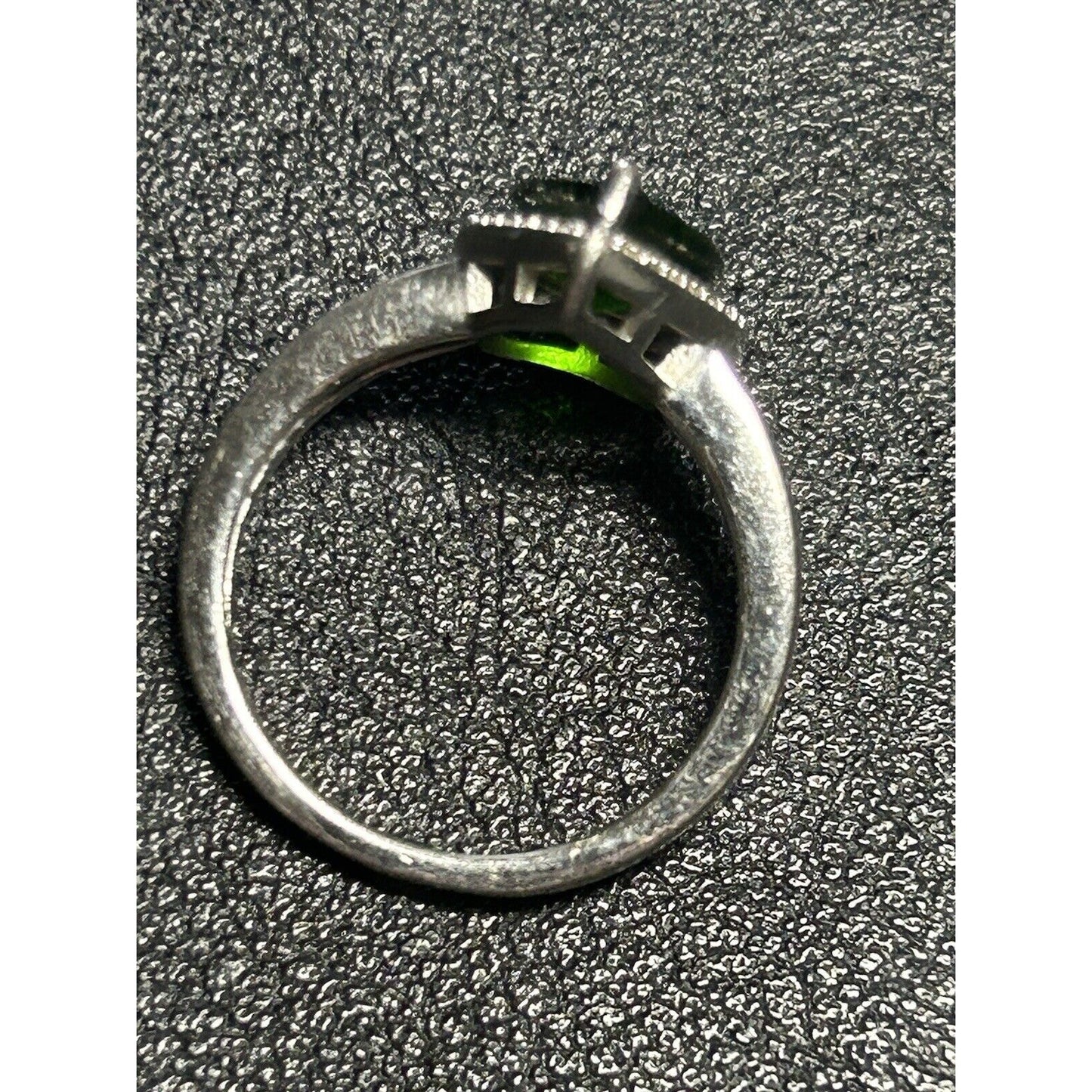 Sterling Silver lab emerald white topaz Ring Size 6:75 925 P20