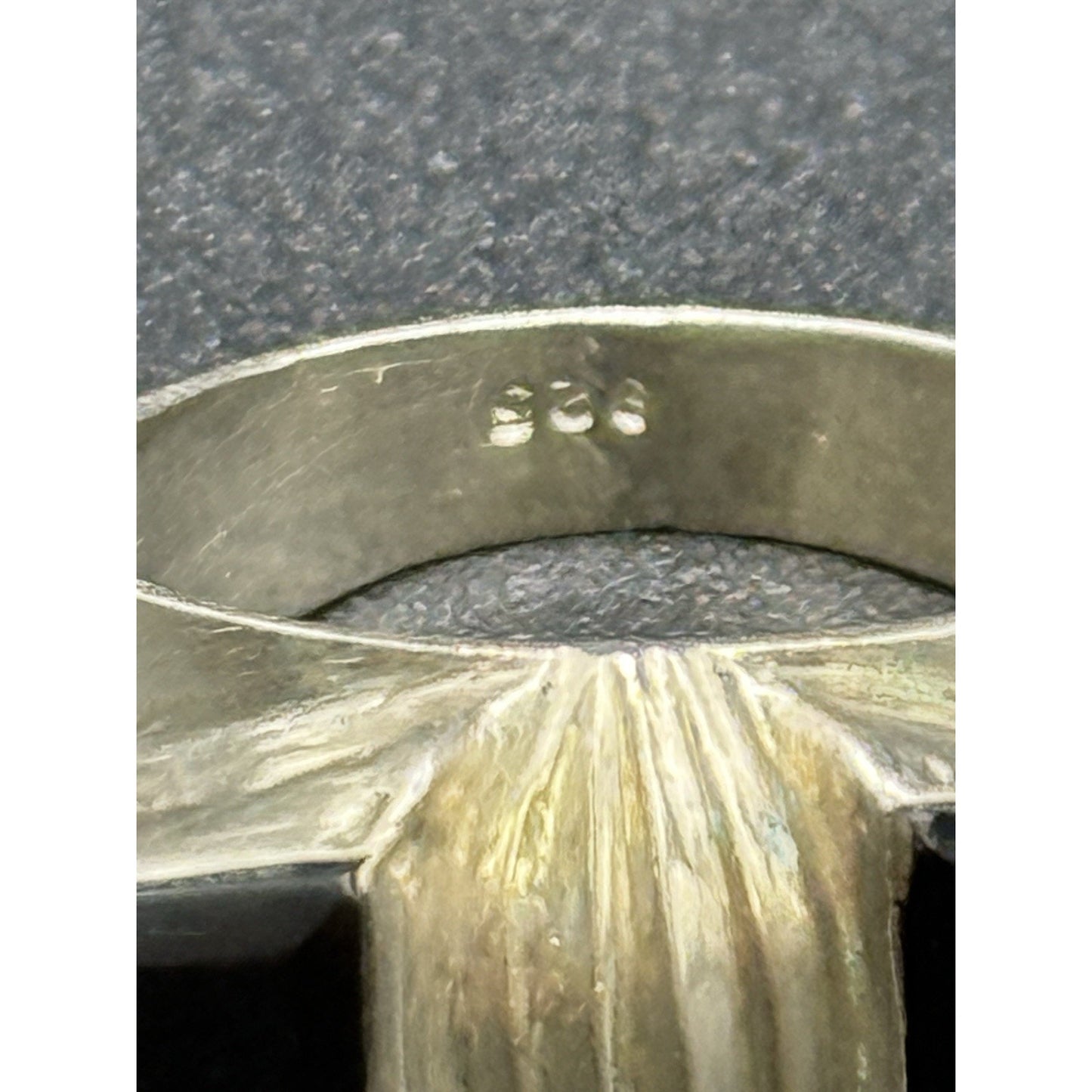 Modernist Sterling Silver Onyx Ring Size 5.00 925 Q2