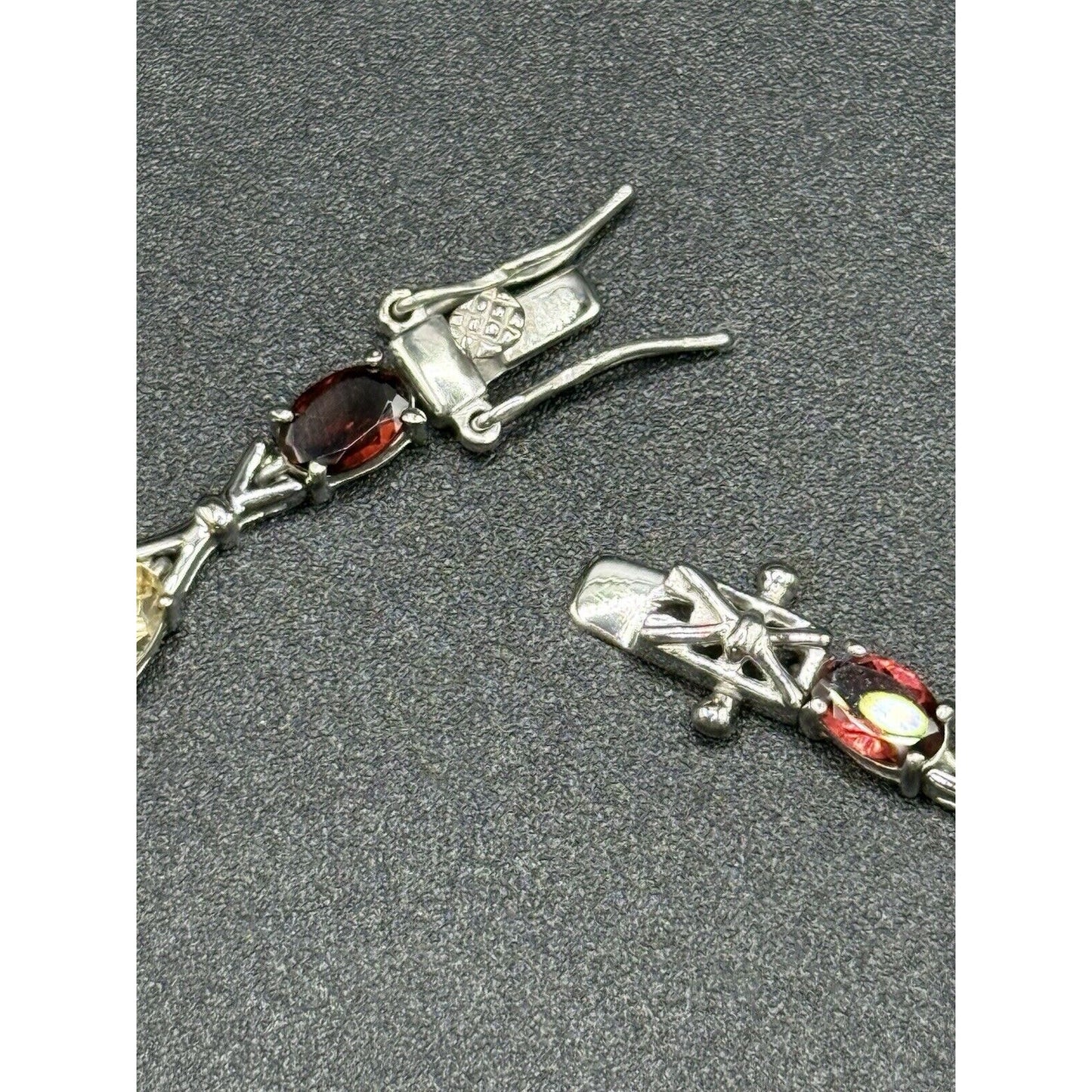 New Condition 7” Sterling Silver Genuine Multi Gemstone Bracelet 925