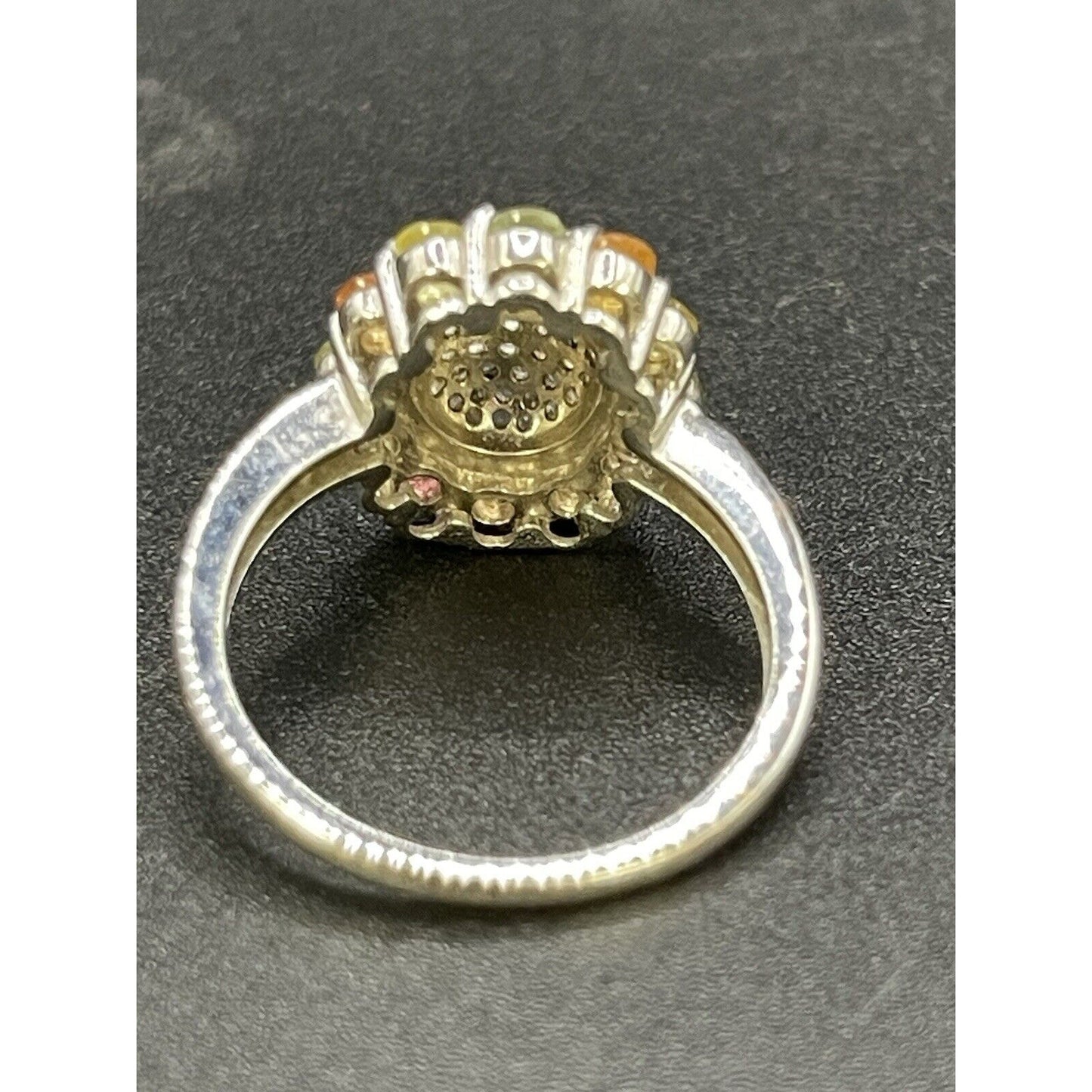 Sterling Silver Genuine Gemstone Ring Size 7.75 925 K18