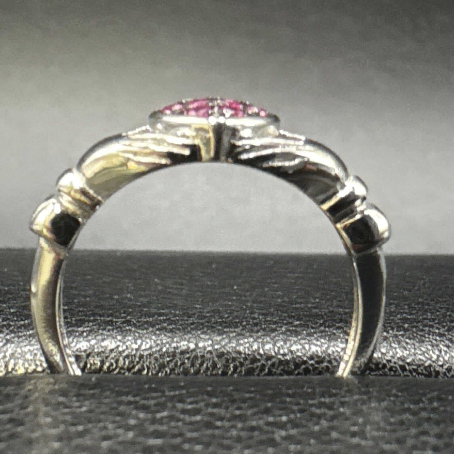 New Condition Sterling Silver Ruby CZ Claddagh Ring 925 Size 6.5