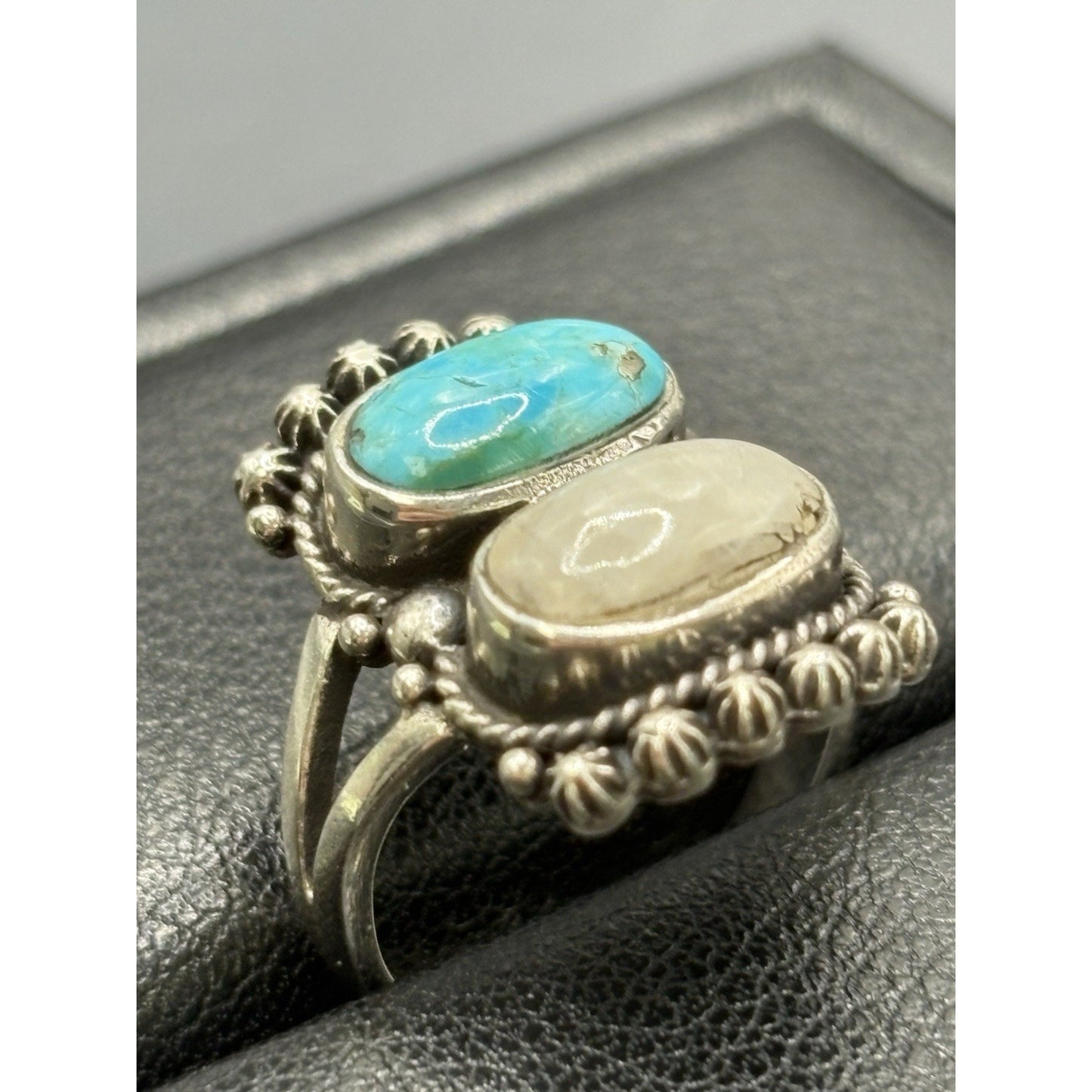 New Condition Sterling Silver Moonstone Turquoise Ring Size 5