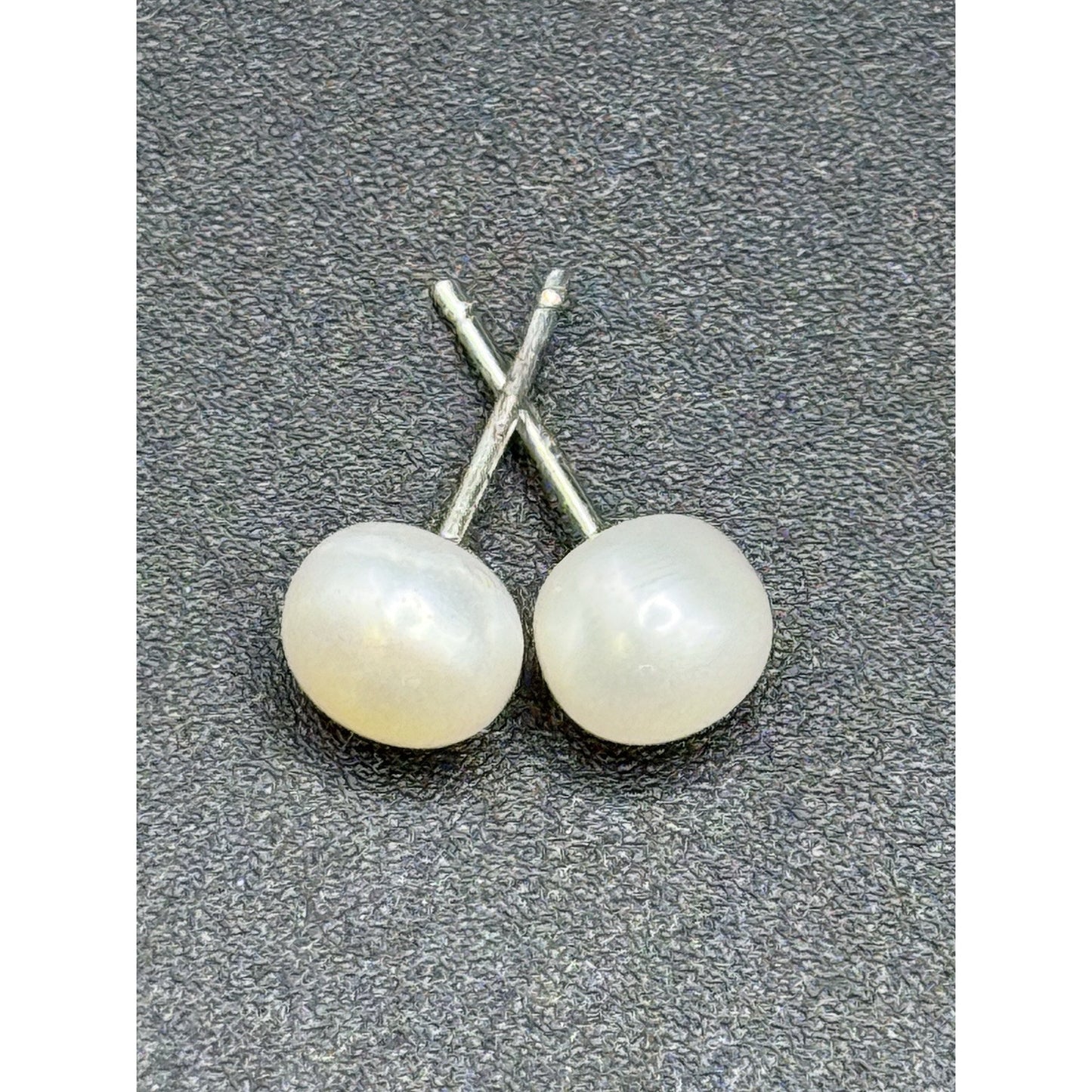 7MM Genuine Pearl Sterling Silver Stud Earrings 925 P3