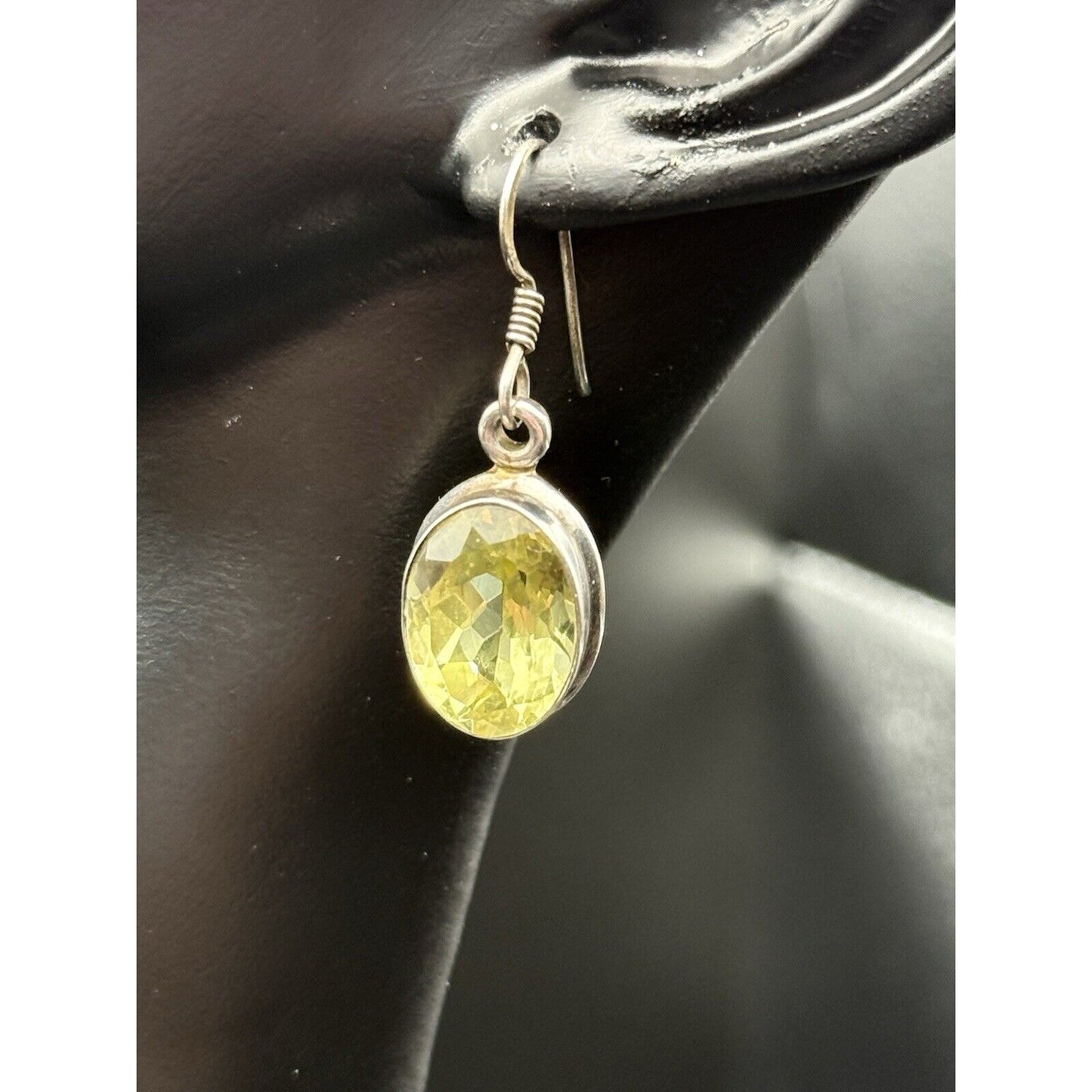 Sterling Silver Lemon Quartz Dangle Earrings 925 N12