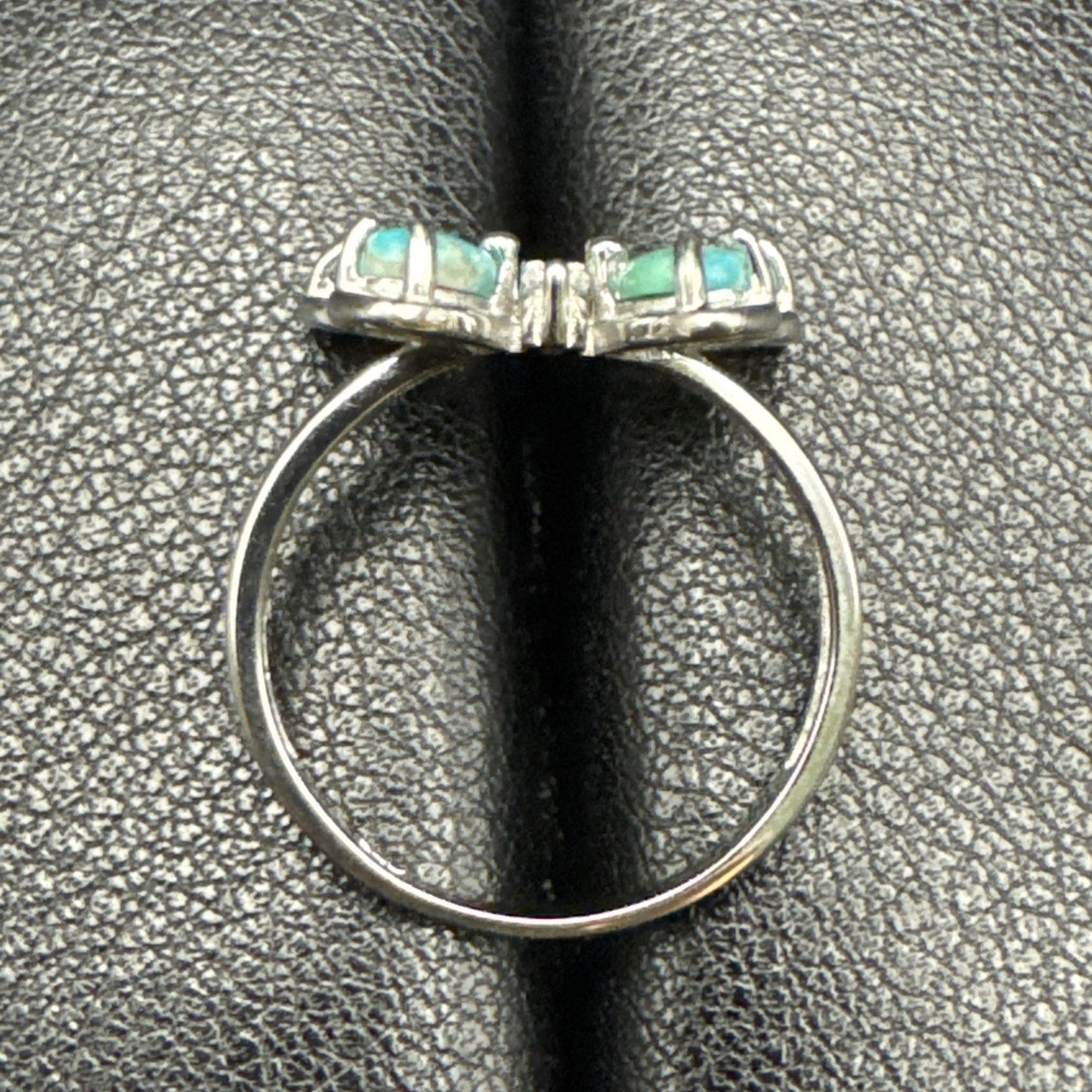 New Condition Sterling Silver Turquoise Butterfly Cz Ring Size 7