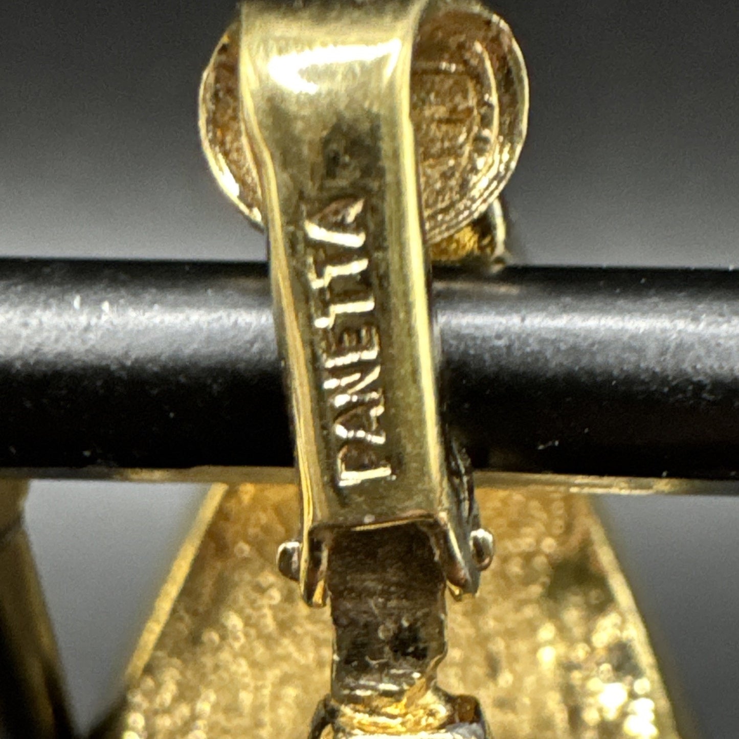 Panetta CZ Gold Tone Modernist Drop Earrings Clip On Q24