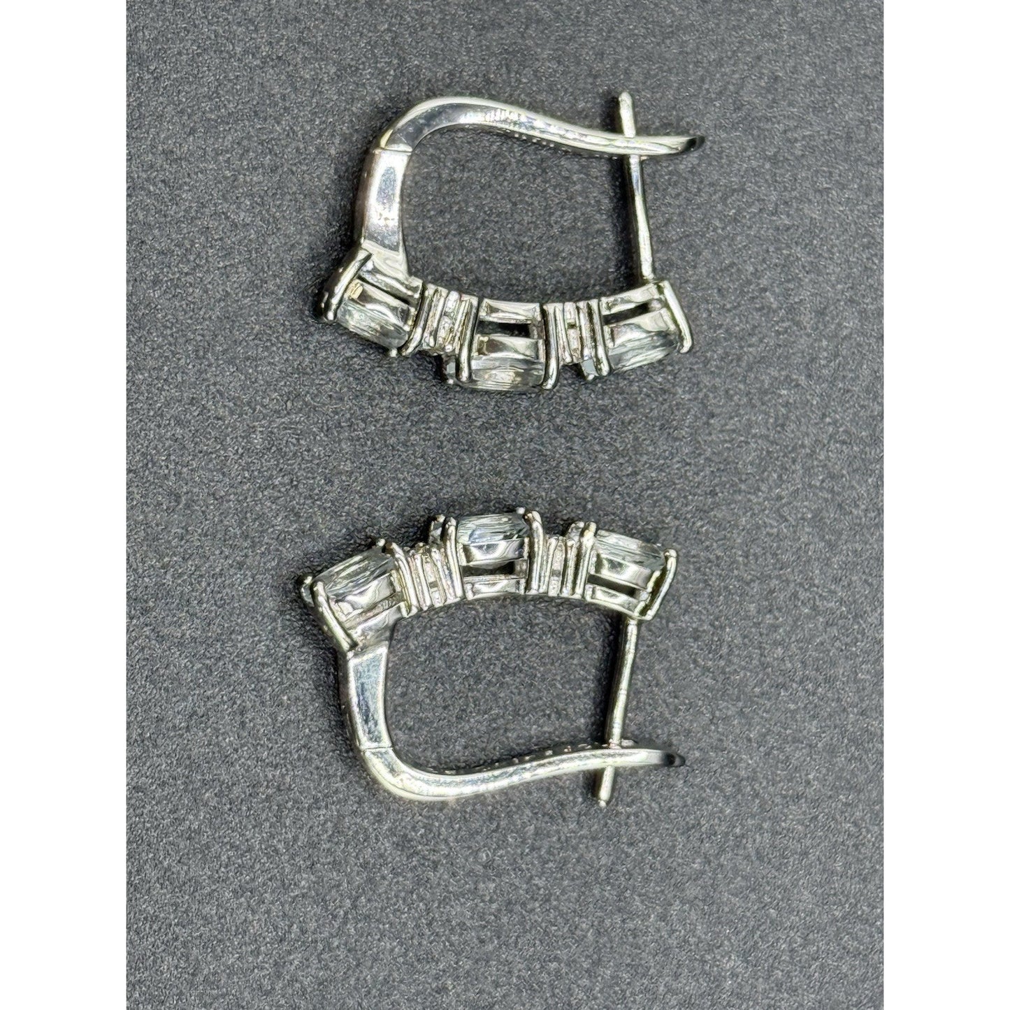JTV Excellent Used Condition Sterling Silver Light Aquamarine Hoop Earrings N17