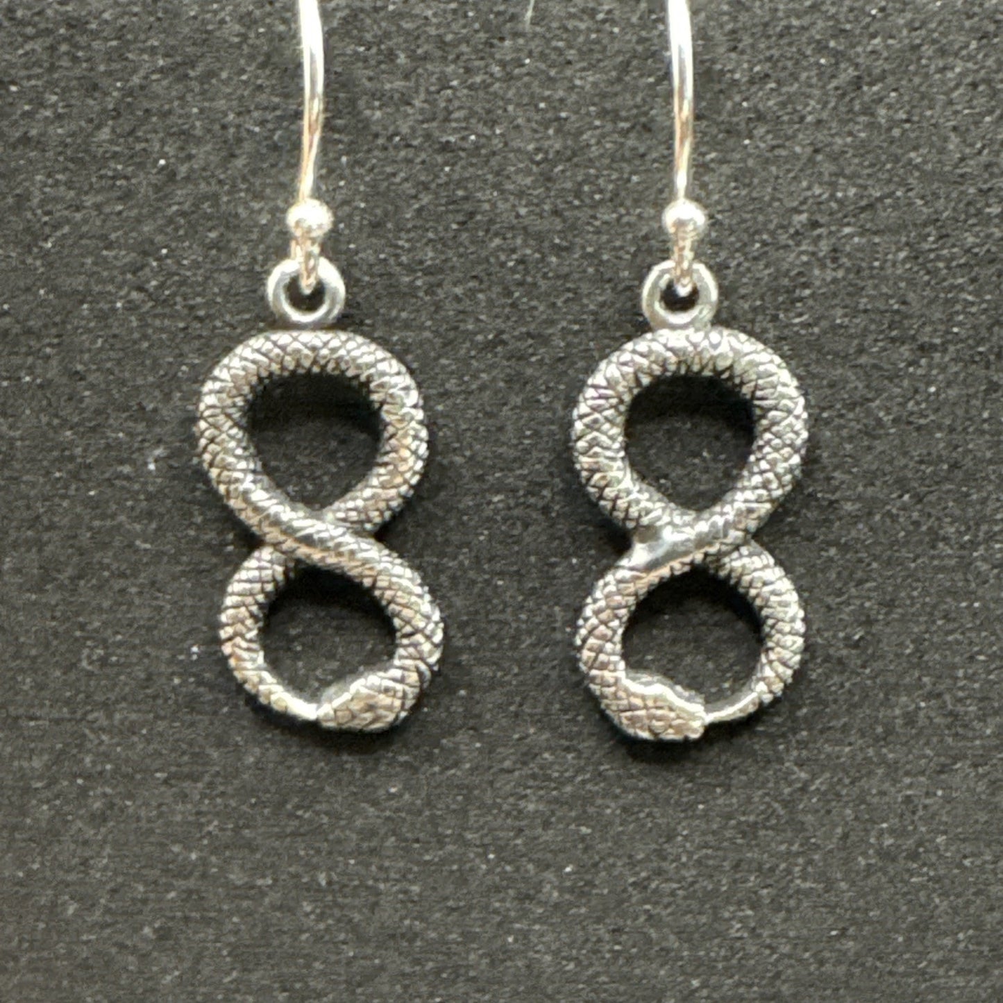 New Condition Sterling Silver Infinity Snake Earrings Dangle 925