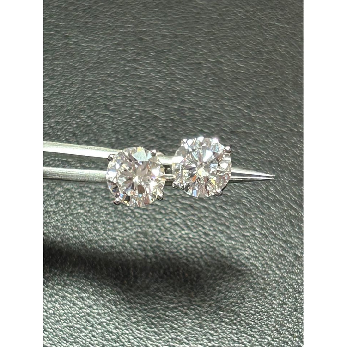4.08 Total Weight 14k White Gold Lab Grown Round Brilliant Diamond Studs E Color VS Clarity IGI