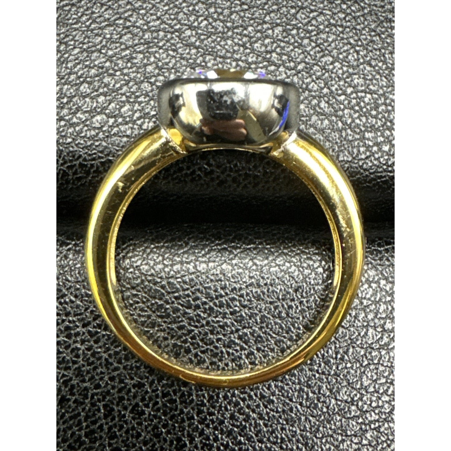 New Condition Two Tone Sterling Silver 3 Carat Moissanite Ring 925 Size 6.50 GRA