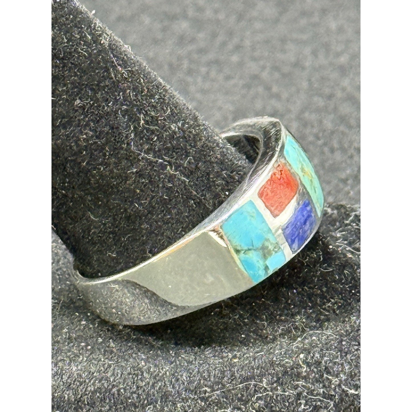 New Condition Sterling Silver Multigemstone Band Ring Size 10.00 Turquoise
