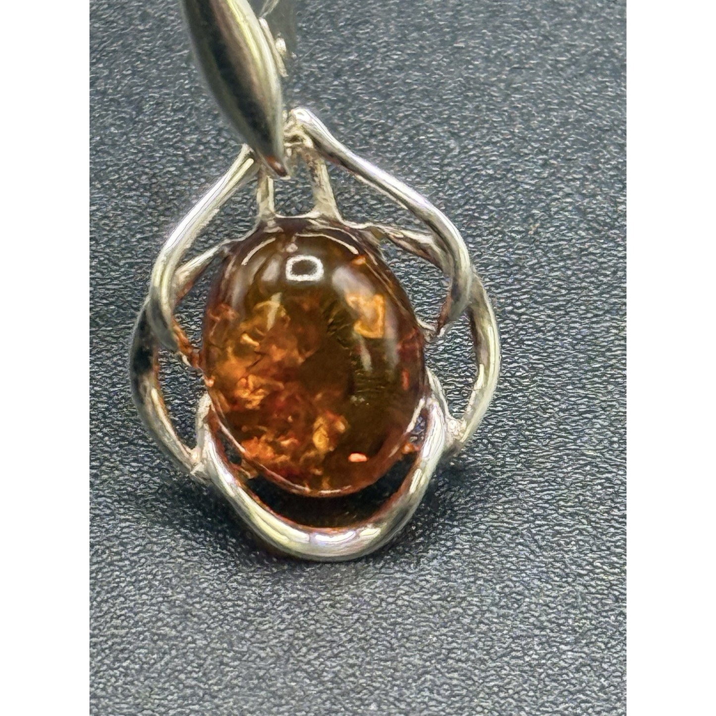 Excellent Used Condition Sterling Silver Amber Dangle Earrings 925 N17