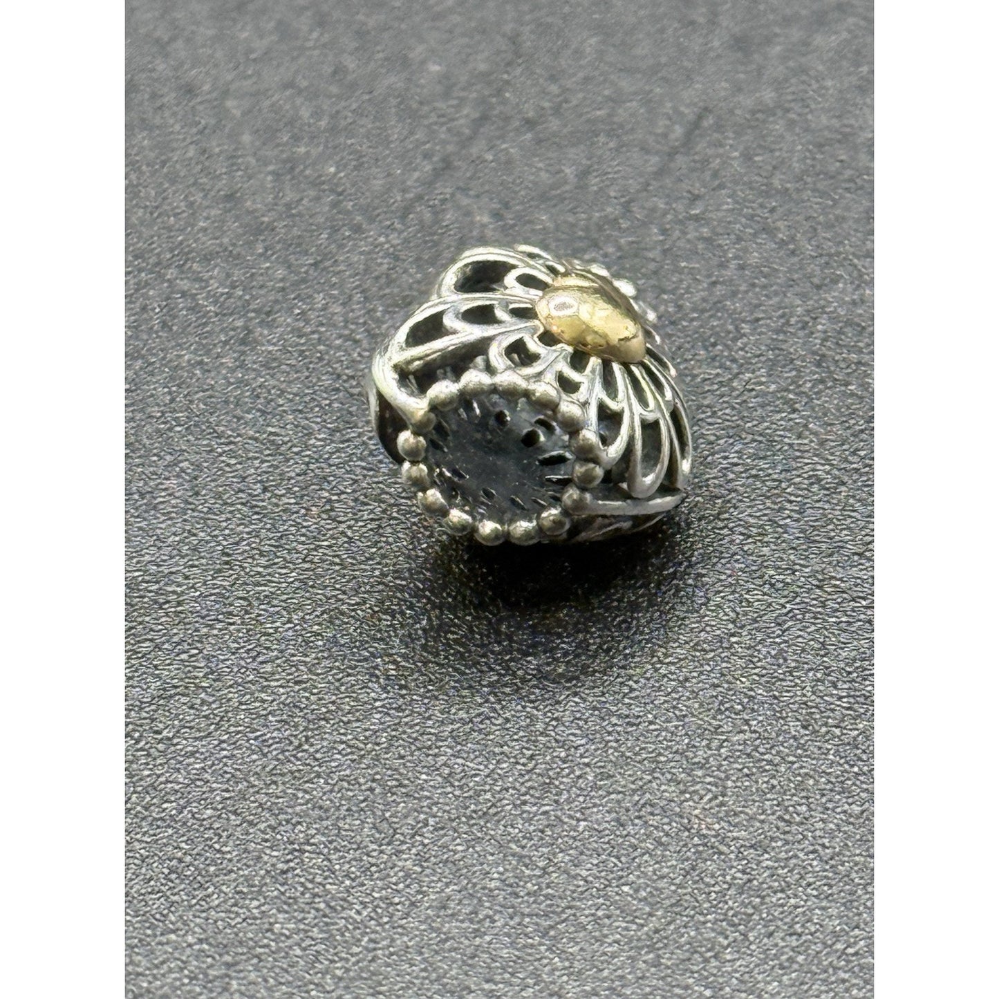 Pandora Open Filigree Dual Tone Sterling Silver & Gold Charm 925 ALE P12