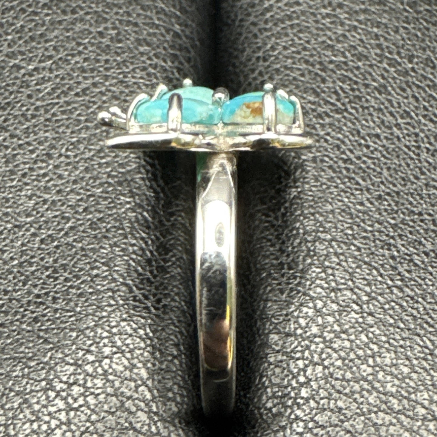 New Condition Sterling Silver Turquoise Butterfly Cz Ring Size 7
