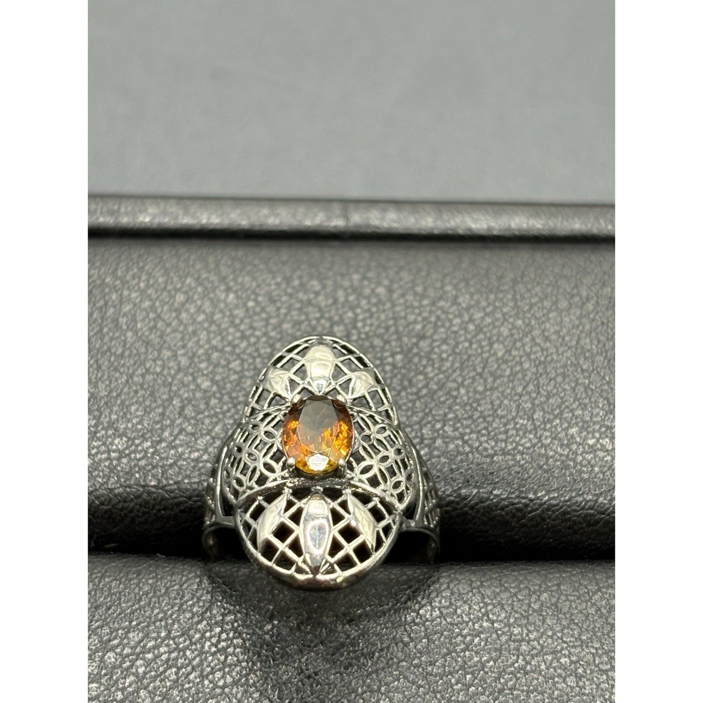 New Condition Sterling Silver Genuine Golden Tourmaline Size 7 Filigree