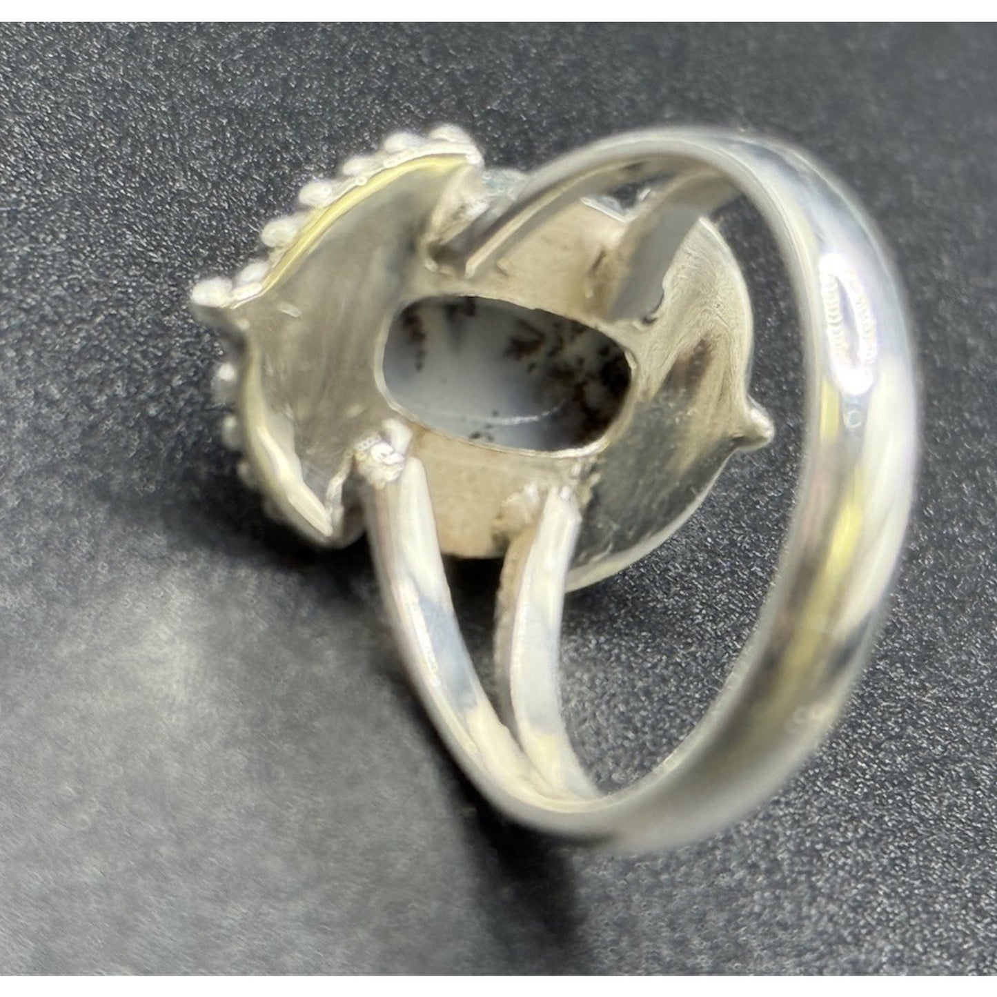 New Condition Sterling Silver Dendrite Opal Ring Size 10.00