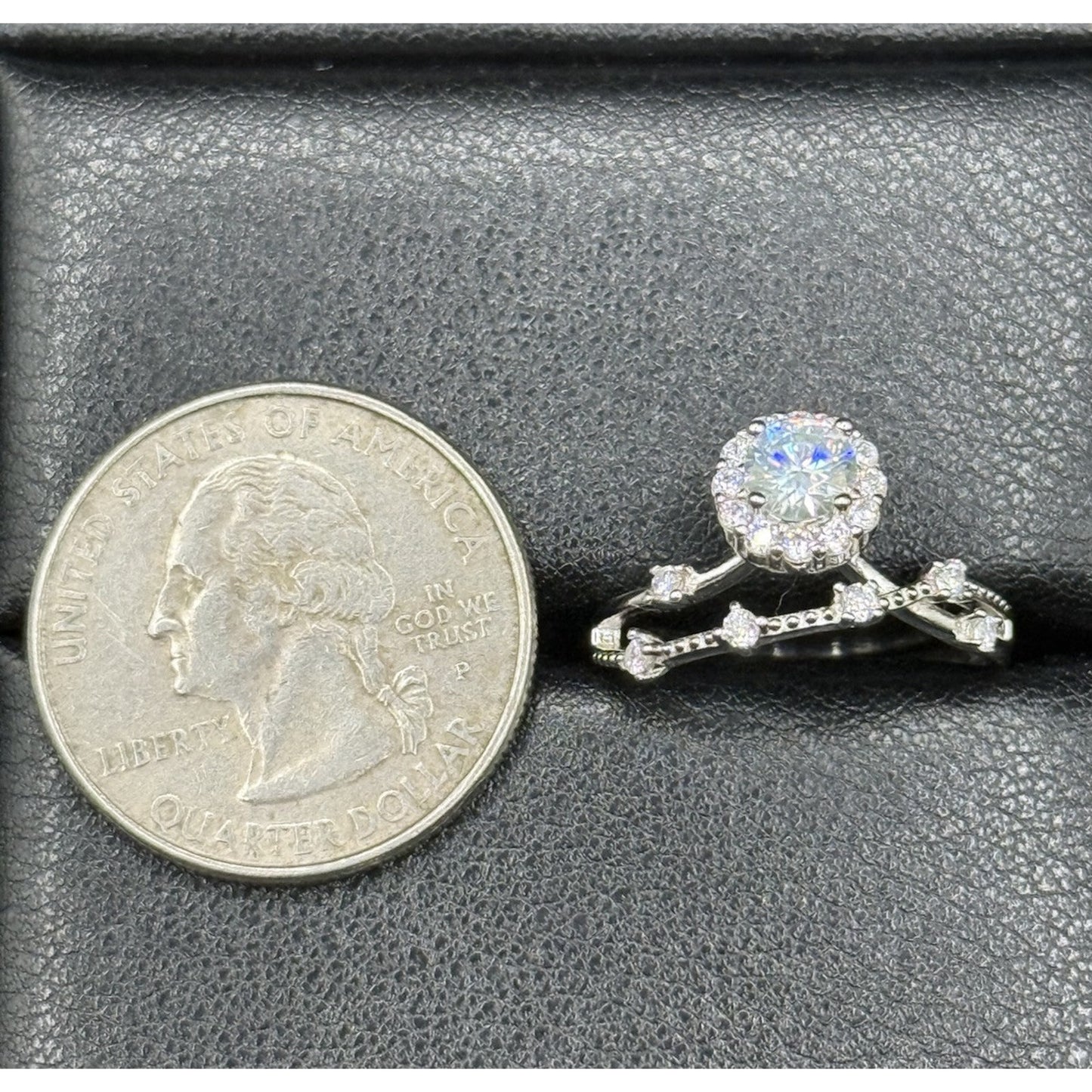 New Condition Sterling Silver Moissanite Free Form Ring Size 6.50 GRA