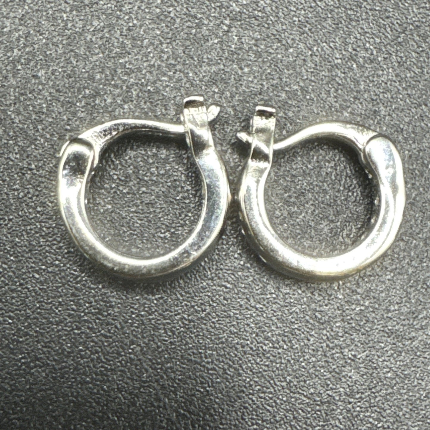 New Condition Sterling Silver CZ Huggie Hoop Earrings 10mm 925