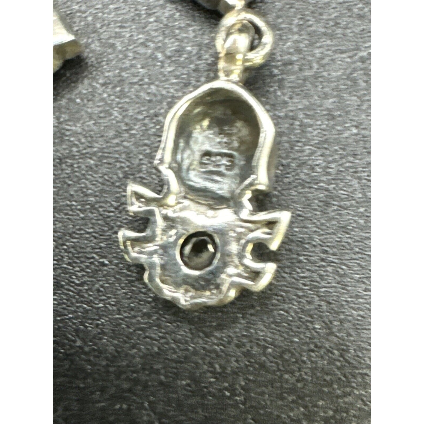 New Condition Sterling Silver Skull Earrings Black CZ Goth