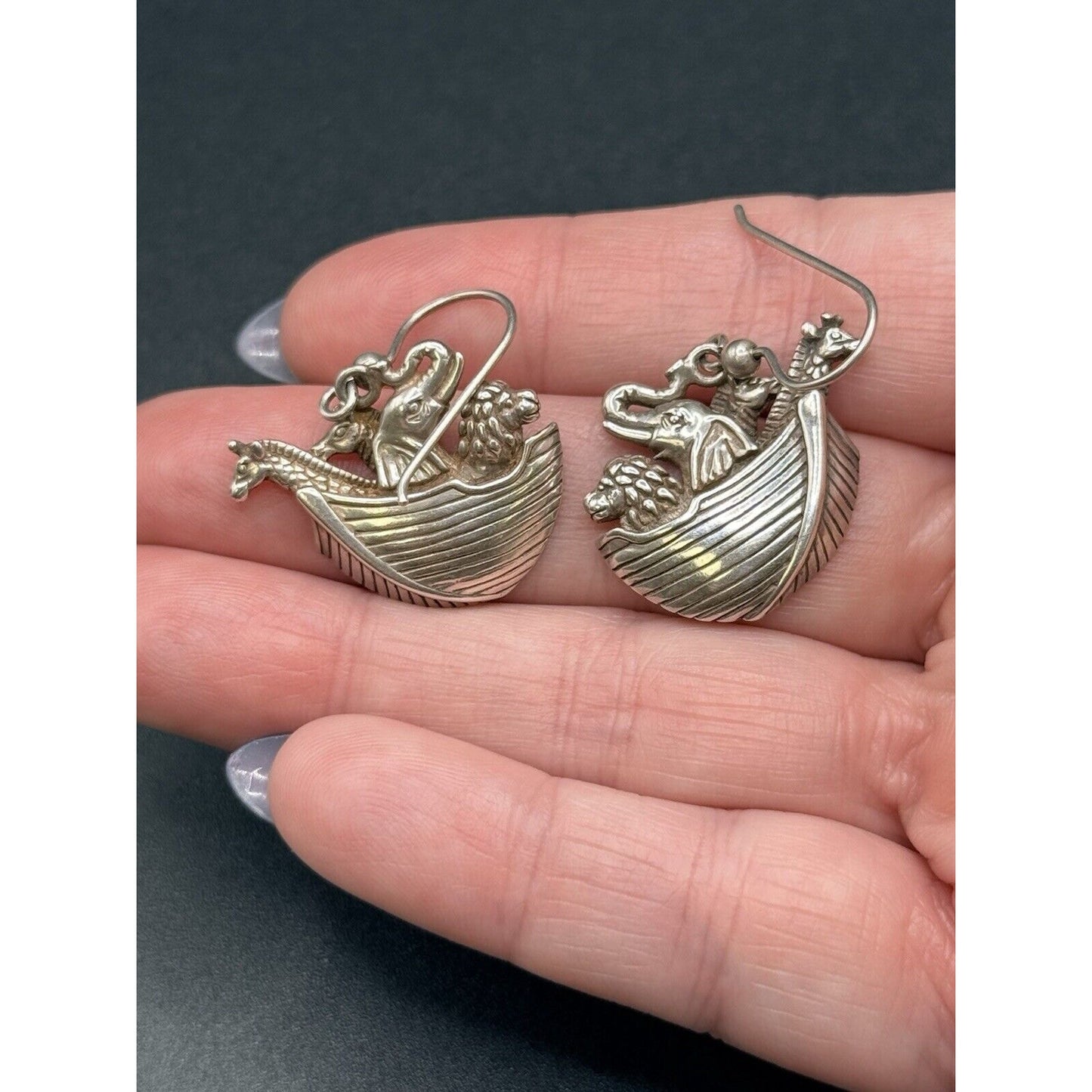 Kabana Sterling Silver Noah’s Ark Dangle Earrings 925 M15