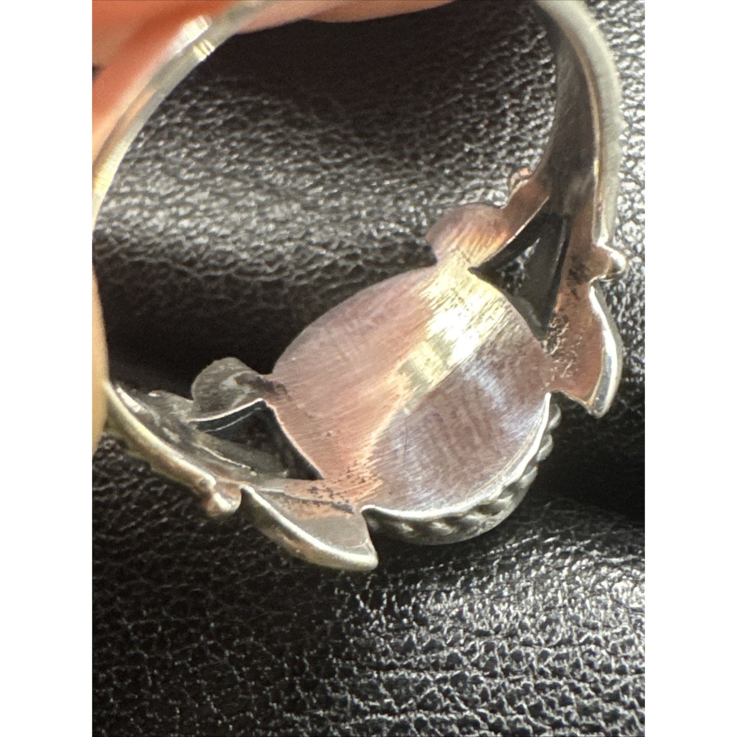 New Condition Sterling Silver Turquoise Leaf Plant Shank Ring 925 Size 7