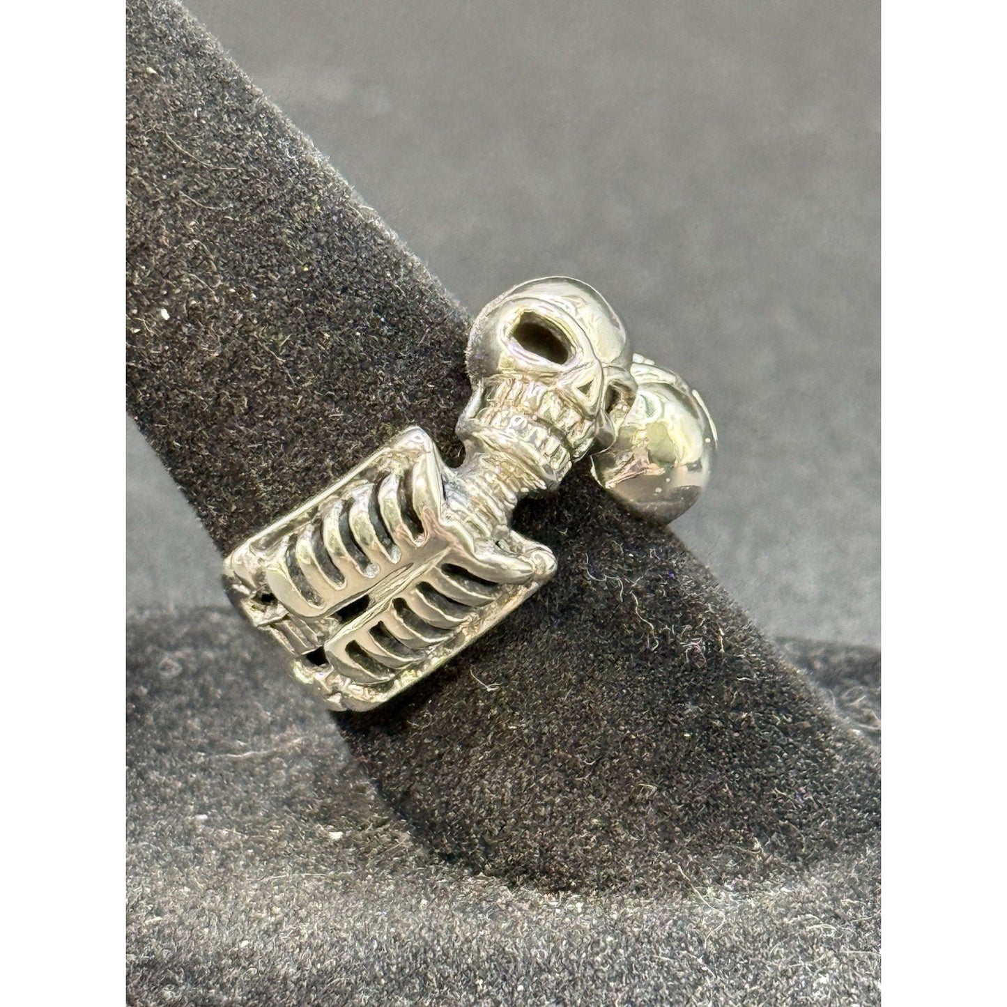 New Condition Sterling Silver Double Skeleton Ring Size 6.00