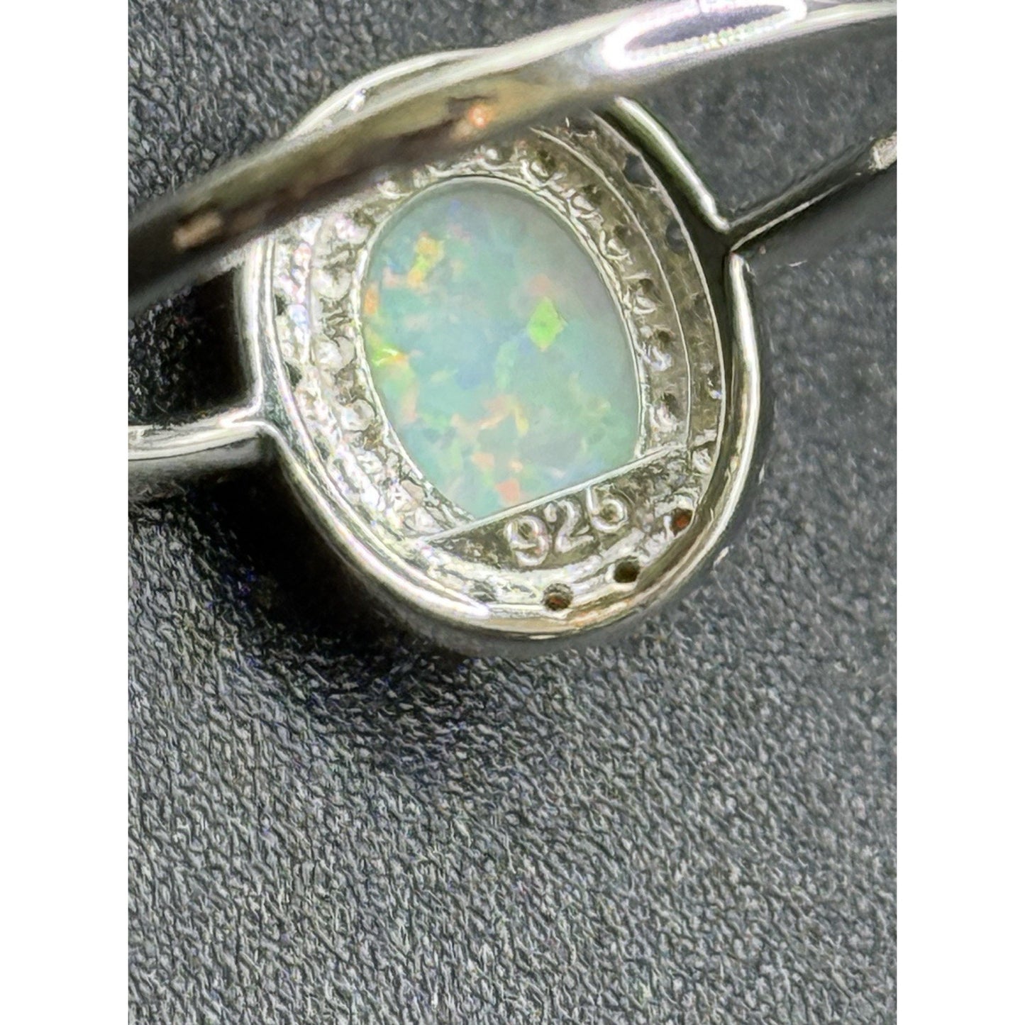 New Condition Lab Opal Rainbow Cubic Zirconia Ring Size 7.00