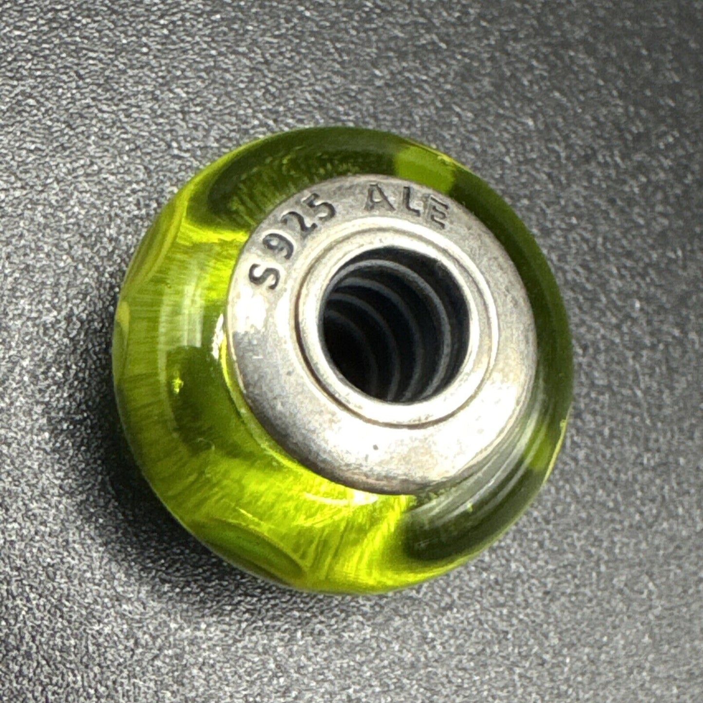 Pandora Sterling Silver Green Flowers For You Murano Glass Charm ALE 925 L26