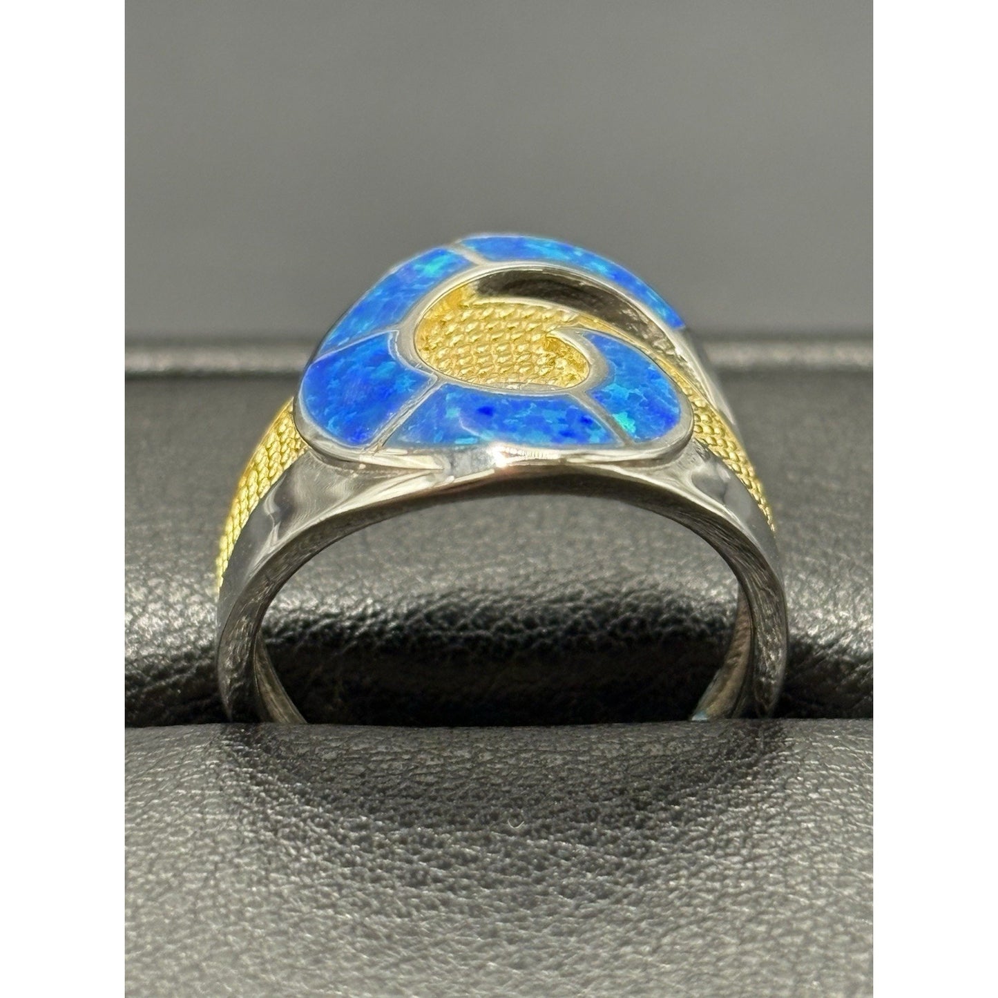 New Condition Two Tone Lab Blue Opal Ring Size 7