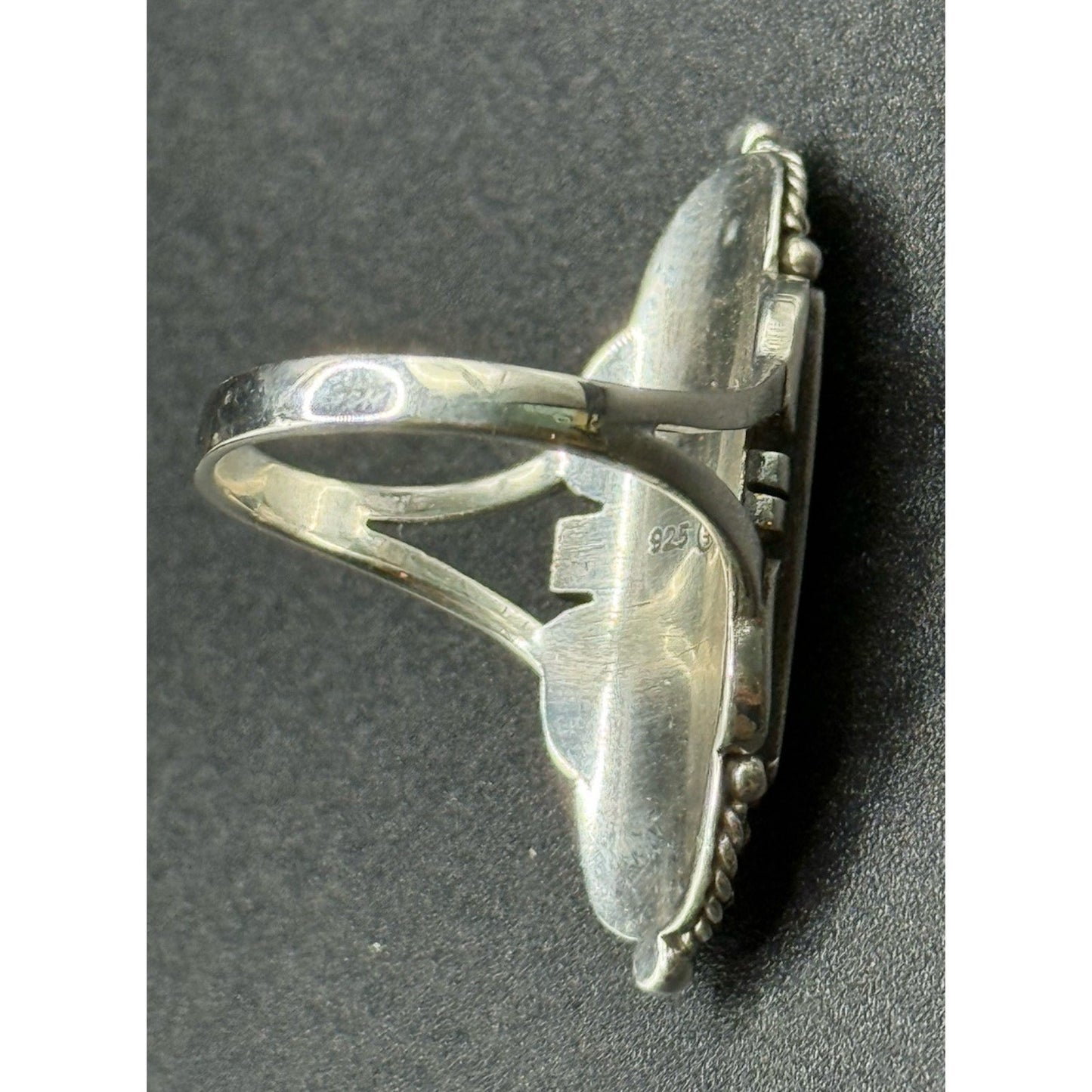 New Condition Sterling Silver Art Deco Turquoise Ring Size 8.00 925