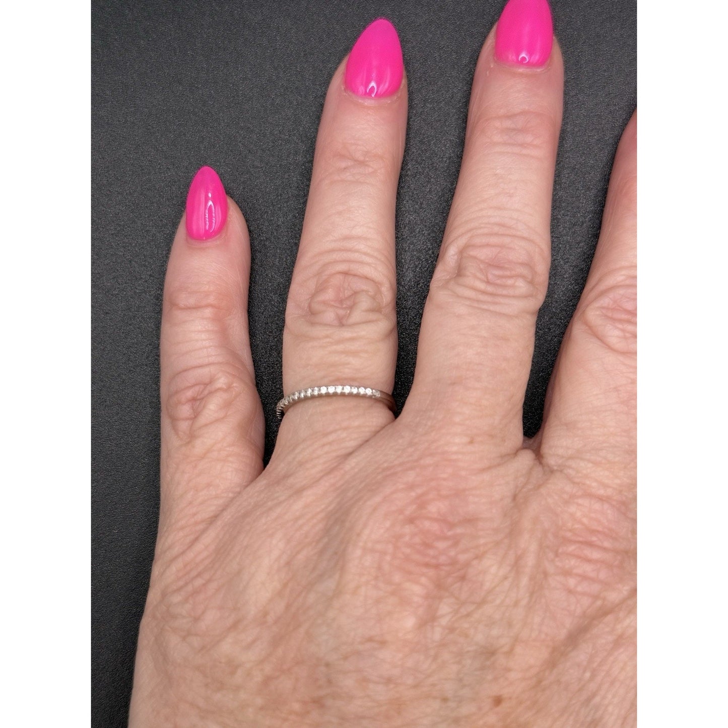 Sterling Silver Cubic Zirconia Thin Band Ring Size 6.50 Q7