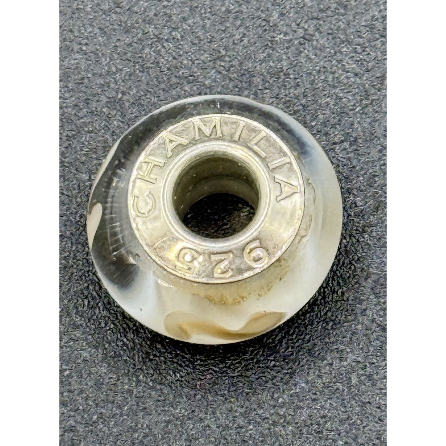 Chamilia Sterling Silver White Shimmering Gold Murano Glass Charm P19