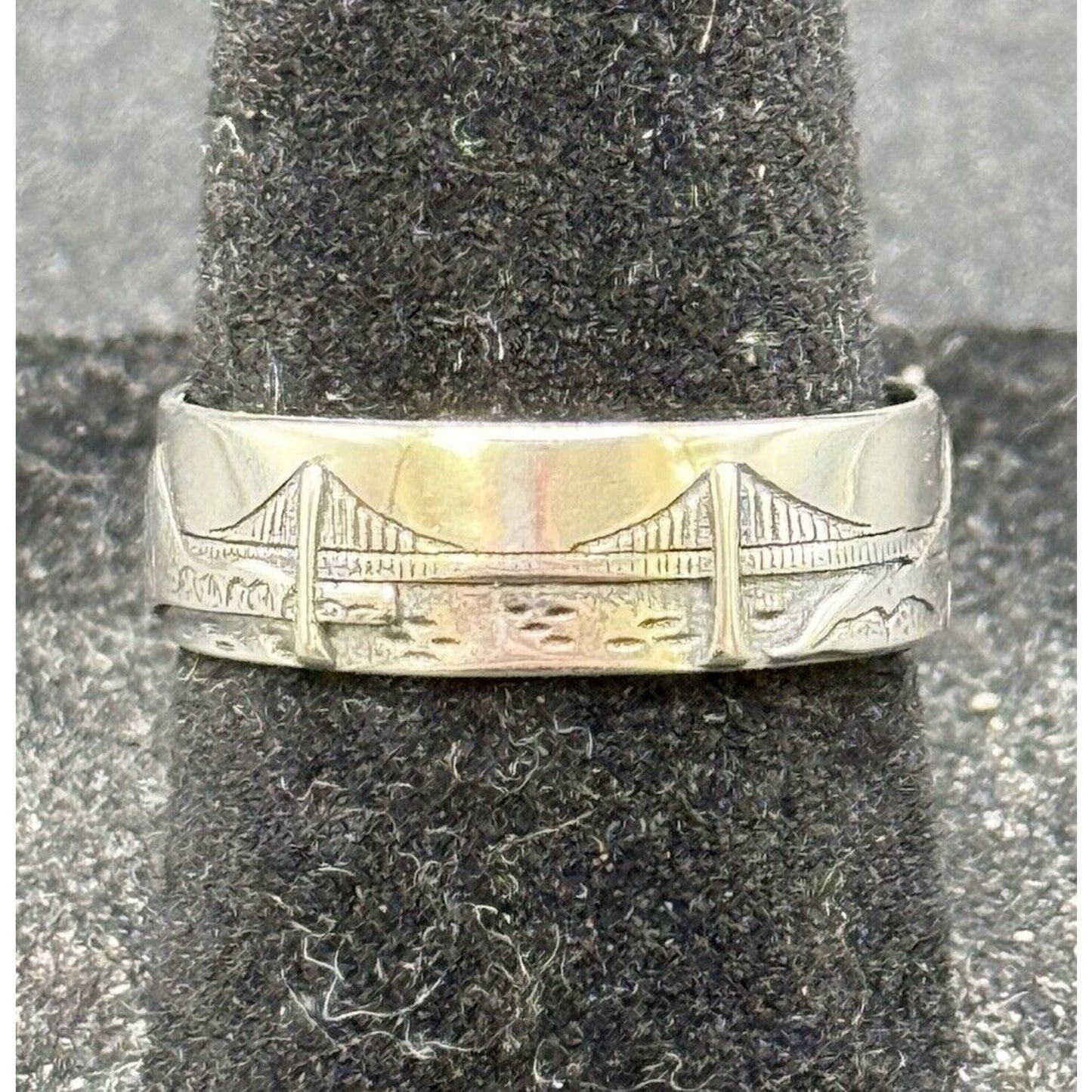 New Condition Sterling Silver Golden Gate Bridge Nature Ring Size 6.50 M8