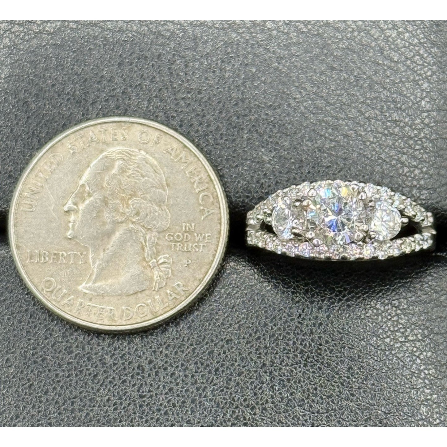 EUC Sterling Silver Cubic Zirconia Engagement Ring Size 5.75 925 N28